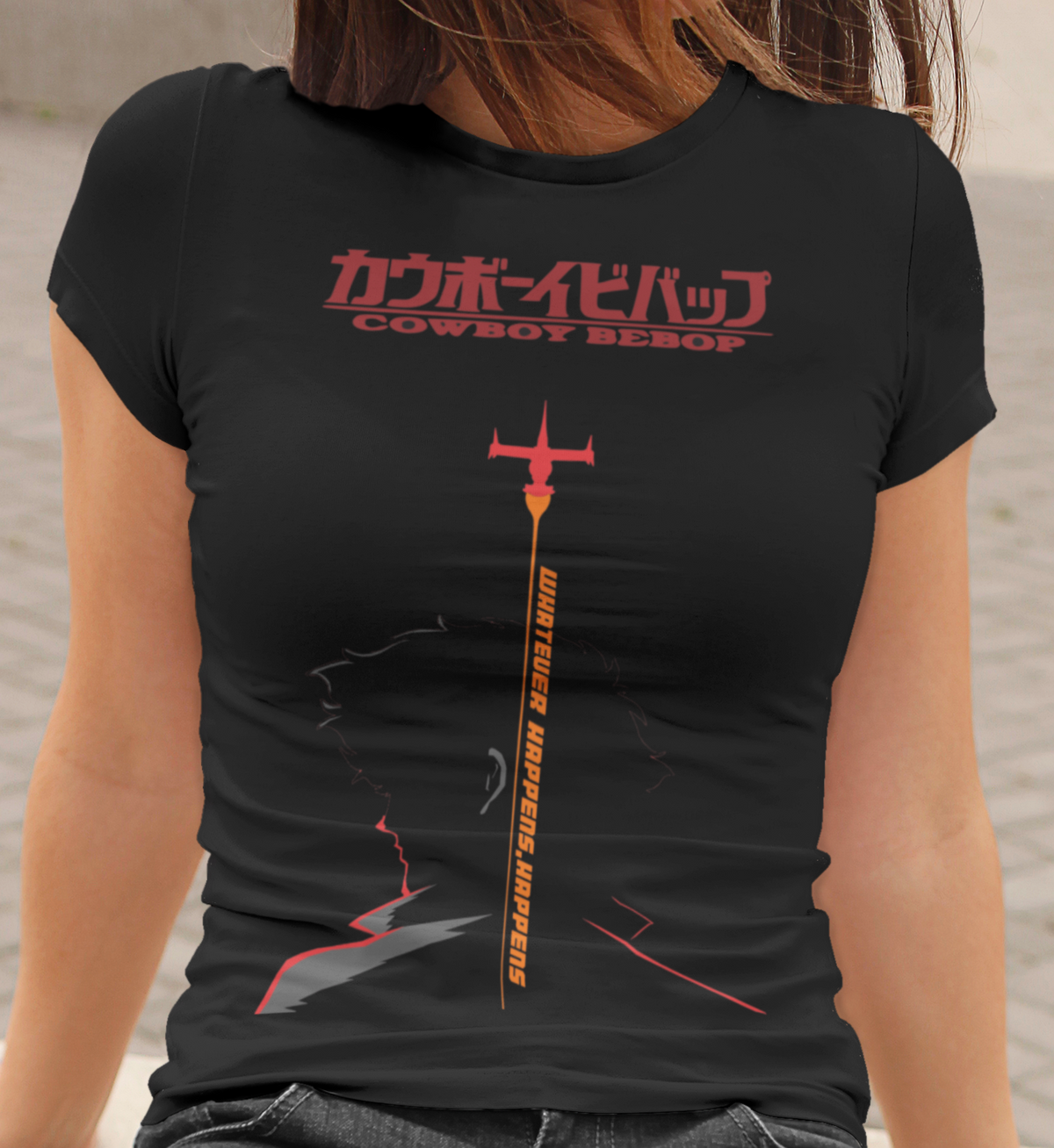 Cowboy Bebop Spike Spiegel Graphic T-Shirt | Retro Anime Sci-Fi Polyester Tee | RetroPunkDesign - Retro Punk Design 