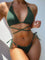 Textured Halter Neck Two-Piece Bikini Set - Retro Punk Design 
