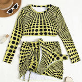 Polka Dot Long Sleeve Three-Piece Swim Set