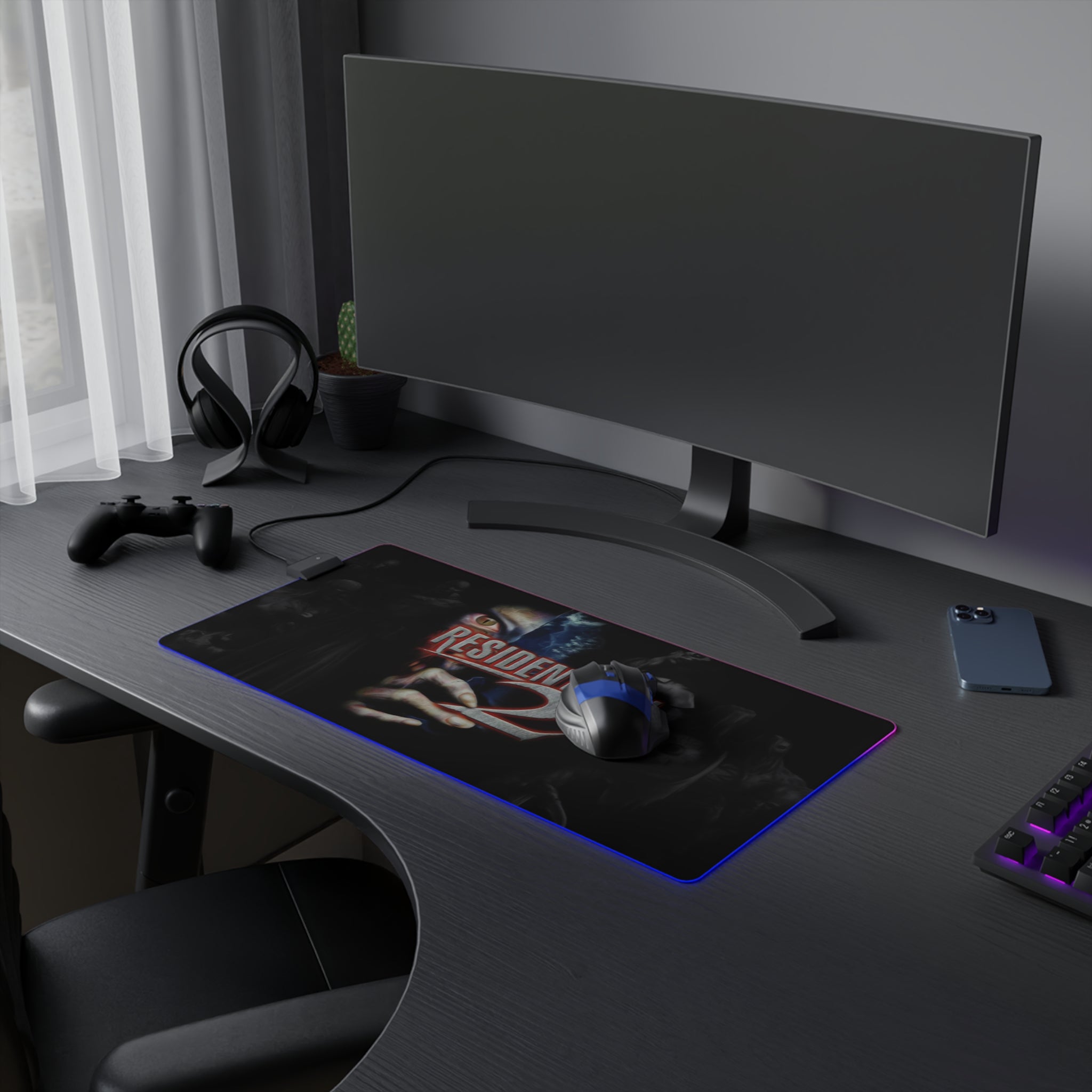 Resident Evil 2 LED Gaming Mouse Mat  RGB Desk Pad  Survival Horror Game Accessory  RetroPunkDesign - Retro Punk Design 