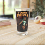 Tomb Raider Pint Glass 16oz  Retro PlayStation Gamer Barware  Classic Adventure Drinkware  RetroPunkDesign - Retro Punk Design 