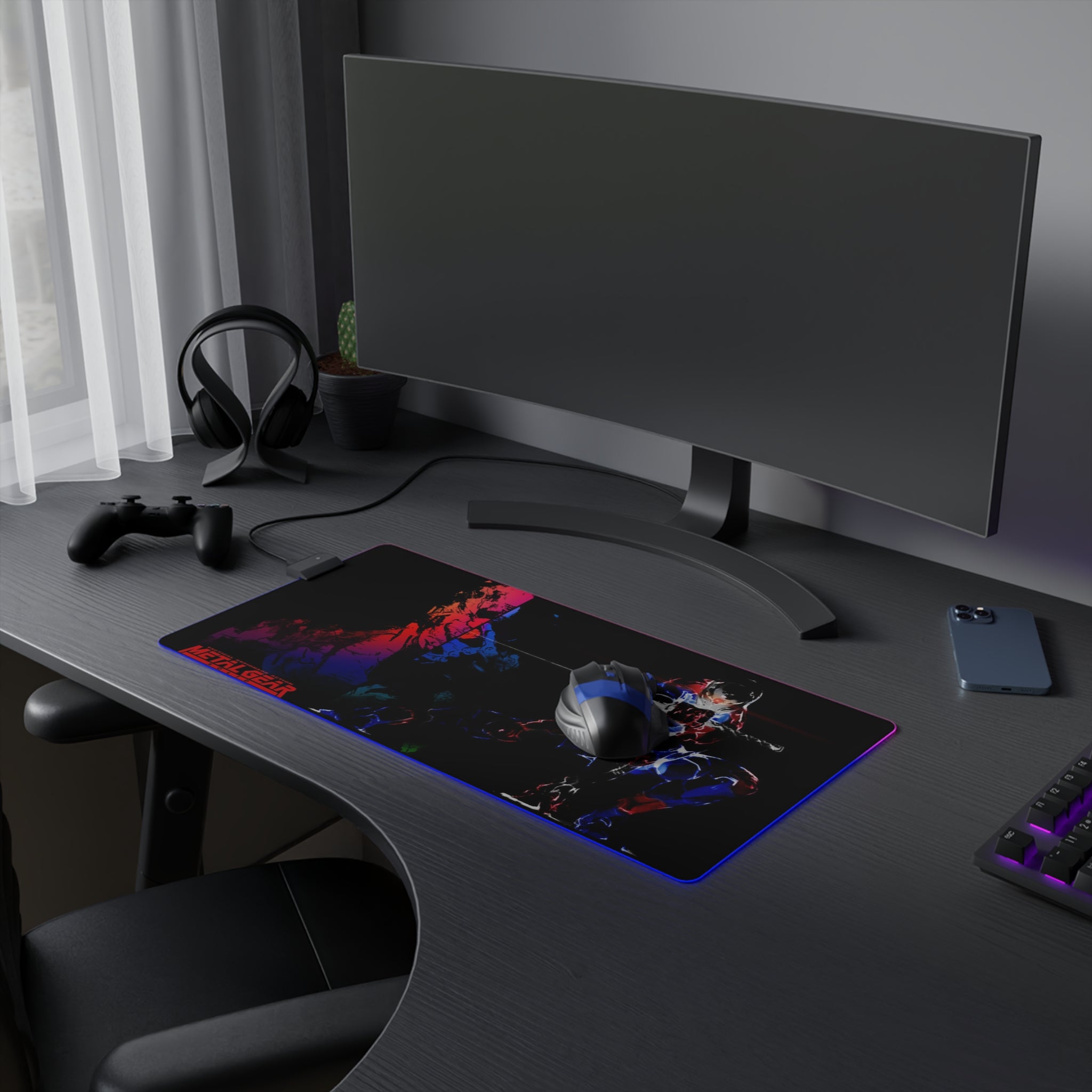 Metal Gear Solid Retro Gaming LED Mouse Pad  RGB Desk Mat  Stealth Game Accessory  RetroPunkDesign - Retro Punk Design 