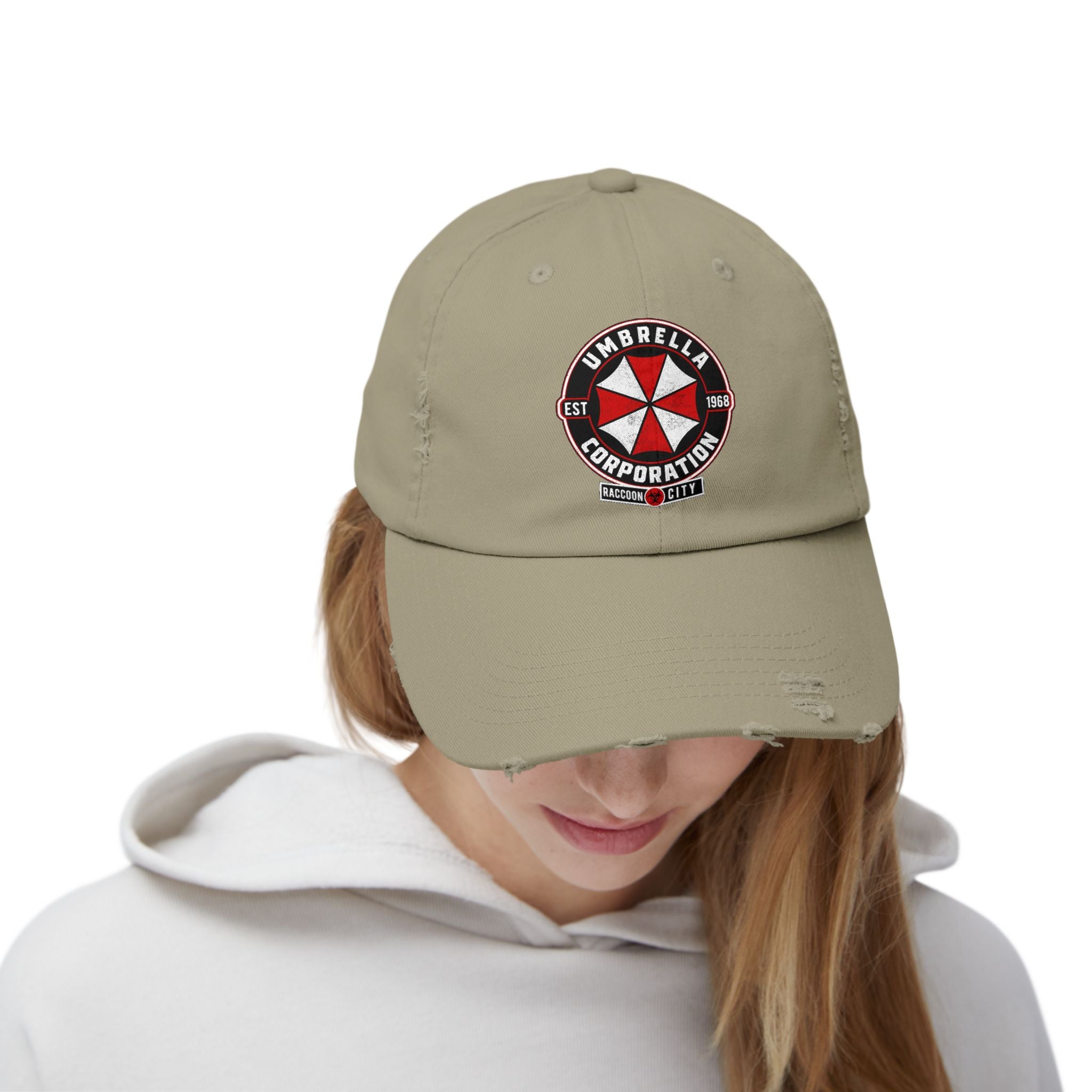 Resident Evil Umbrella Corporation Distressed Cap | Biohazard Horror Hat | RetroPunkDesign - Retro Punk Design 