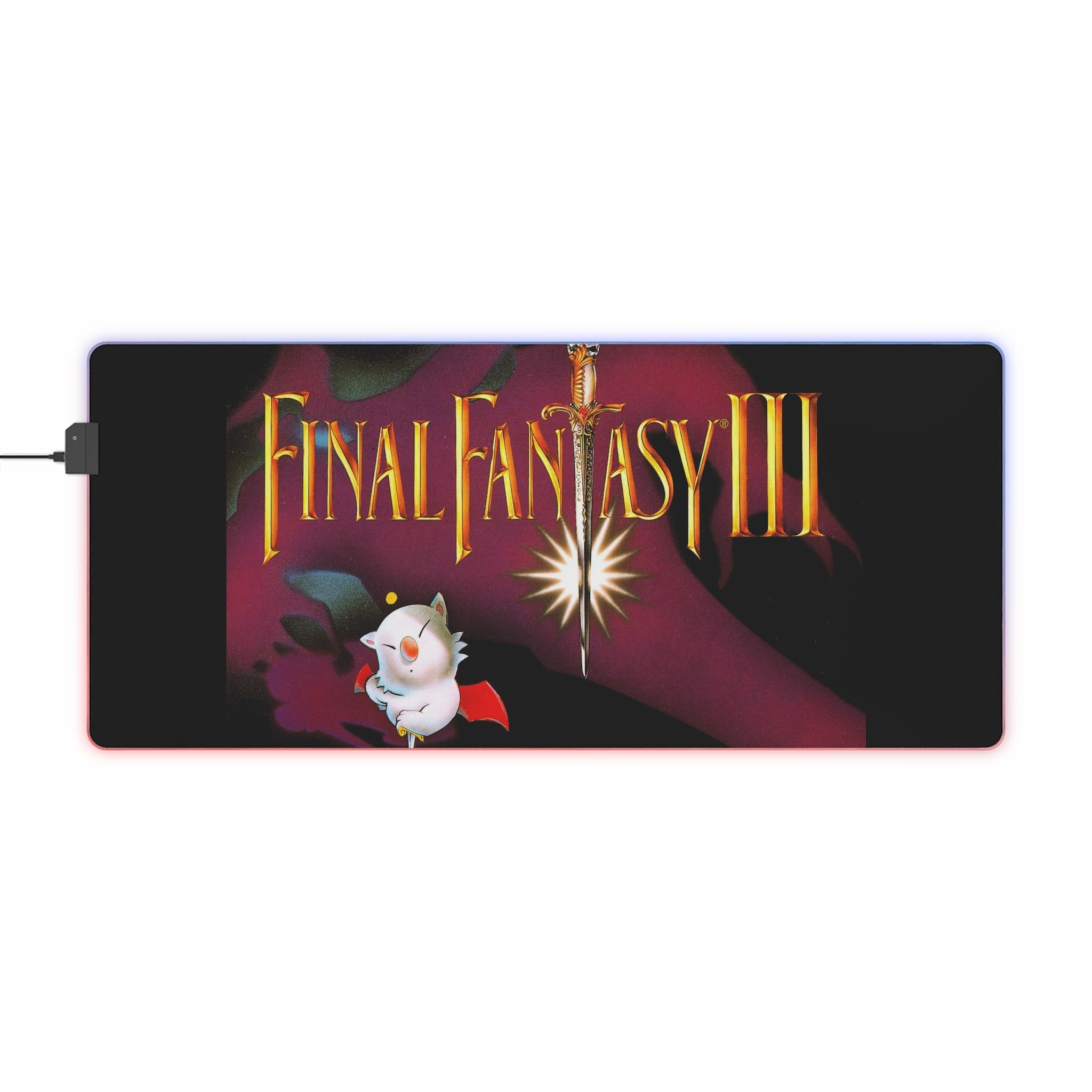 Final Fantasy III LED Gaming Mouse Mat  RGB Retro JRPG Desk Pad  90s SNES Game Accessory  RetroPunkDesign - Retro Punk Design 
