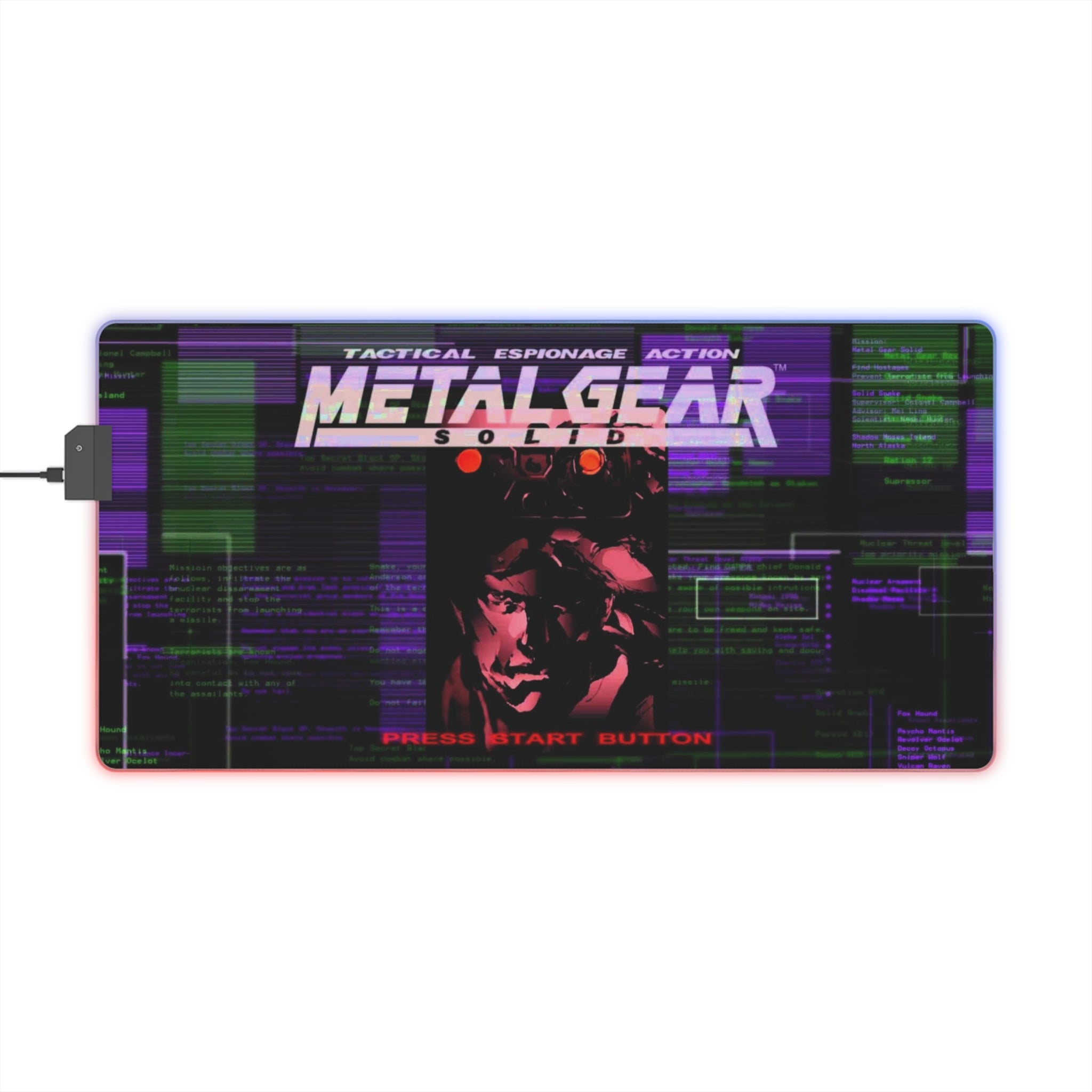 Metal Gear Solid LED Gaming Mouse Pad | Retro Stealth Action RGB Desk Mat | RetroPunkDesign - Retro Punk Design 