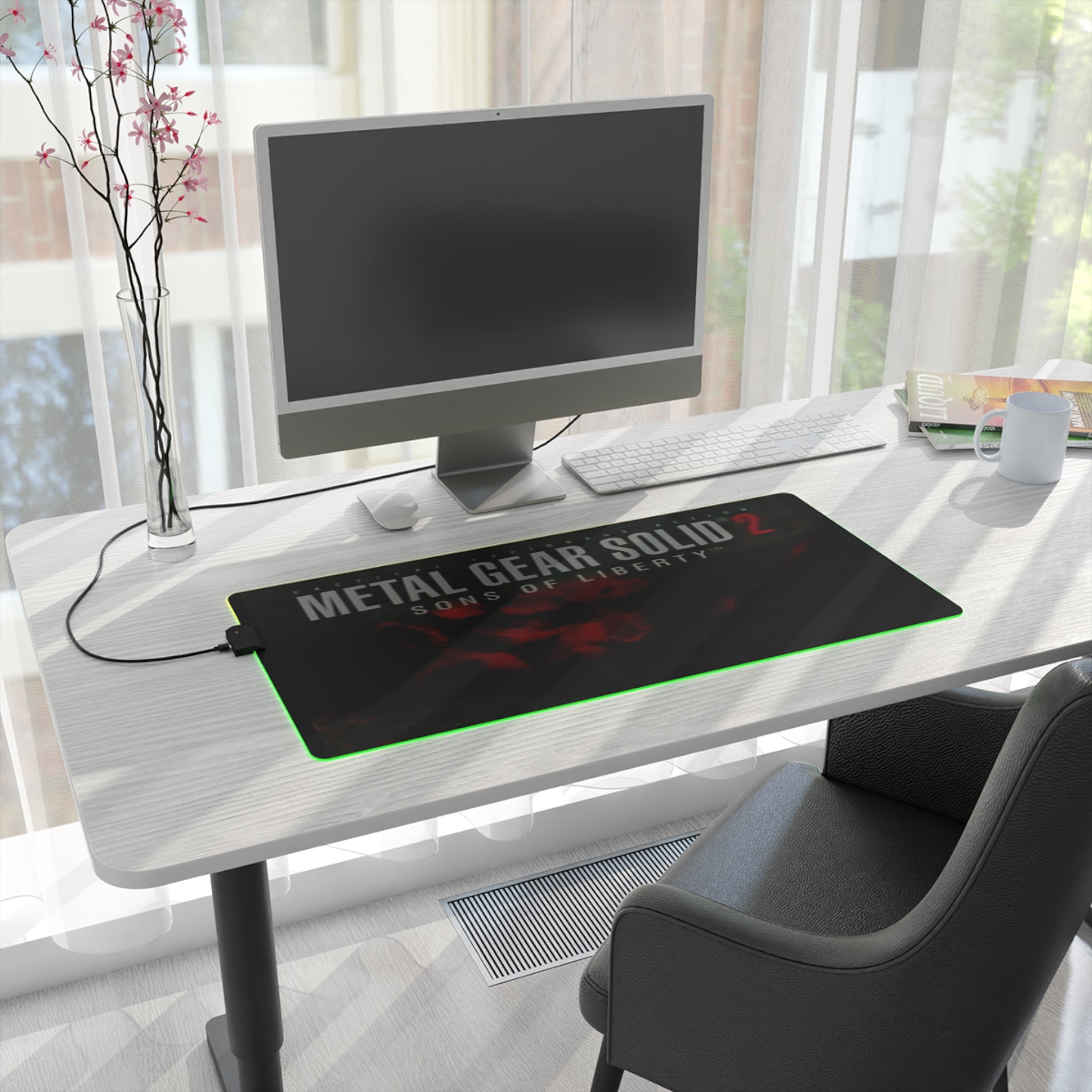 Metal Gear Solid 2 Sons of Liberty Retro Gaming LED Mouse Pad  RGB Desk Mat  Tactical Stealth Game Accessory  RetroPunkDesign - Retro Punk Design 