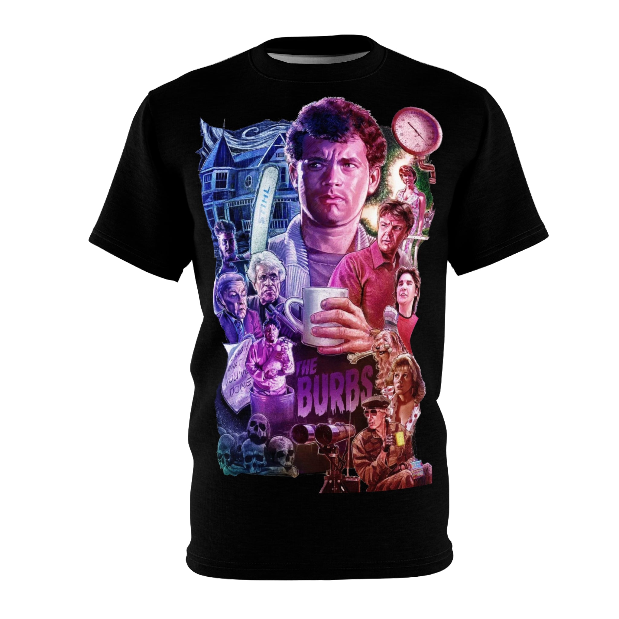 The ’Burbs Tom Hanks Graphic T-Shirt | Cult 80s Comedy Movie Tee | Retro Dark Humor Film Apparel | RetroPunkDesign