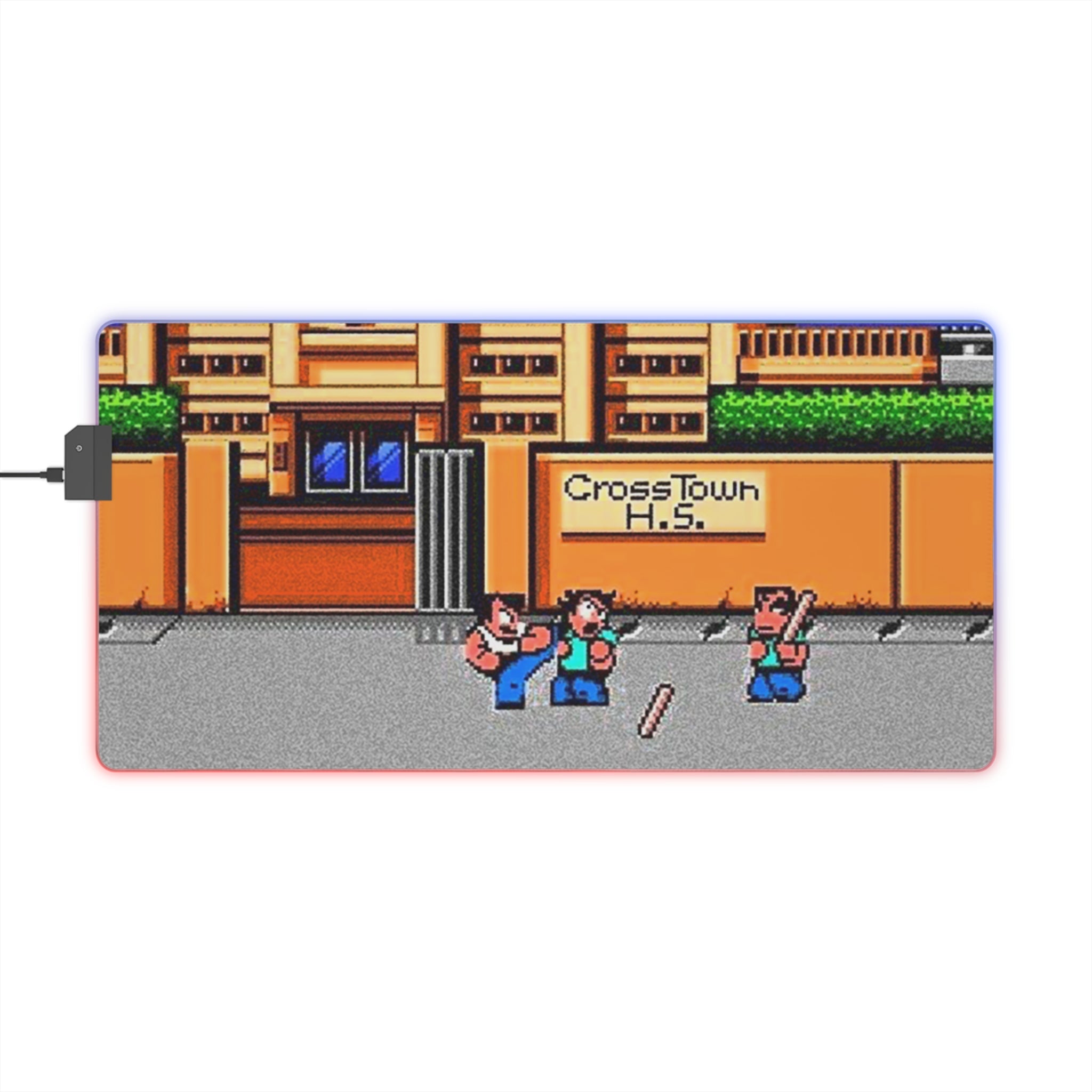 River City Ransom LED Gaming Mouse Pad | Retro NES Beat ‘Em Up RGB Desk Mat | RetroPunkDesign - Retro Punk Design 