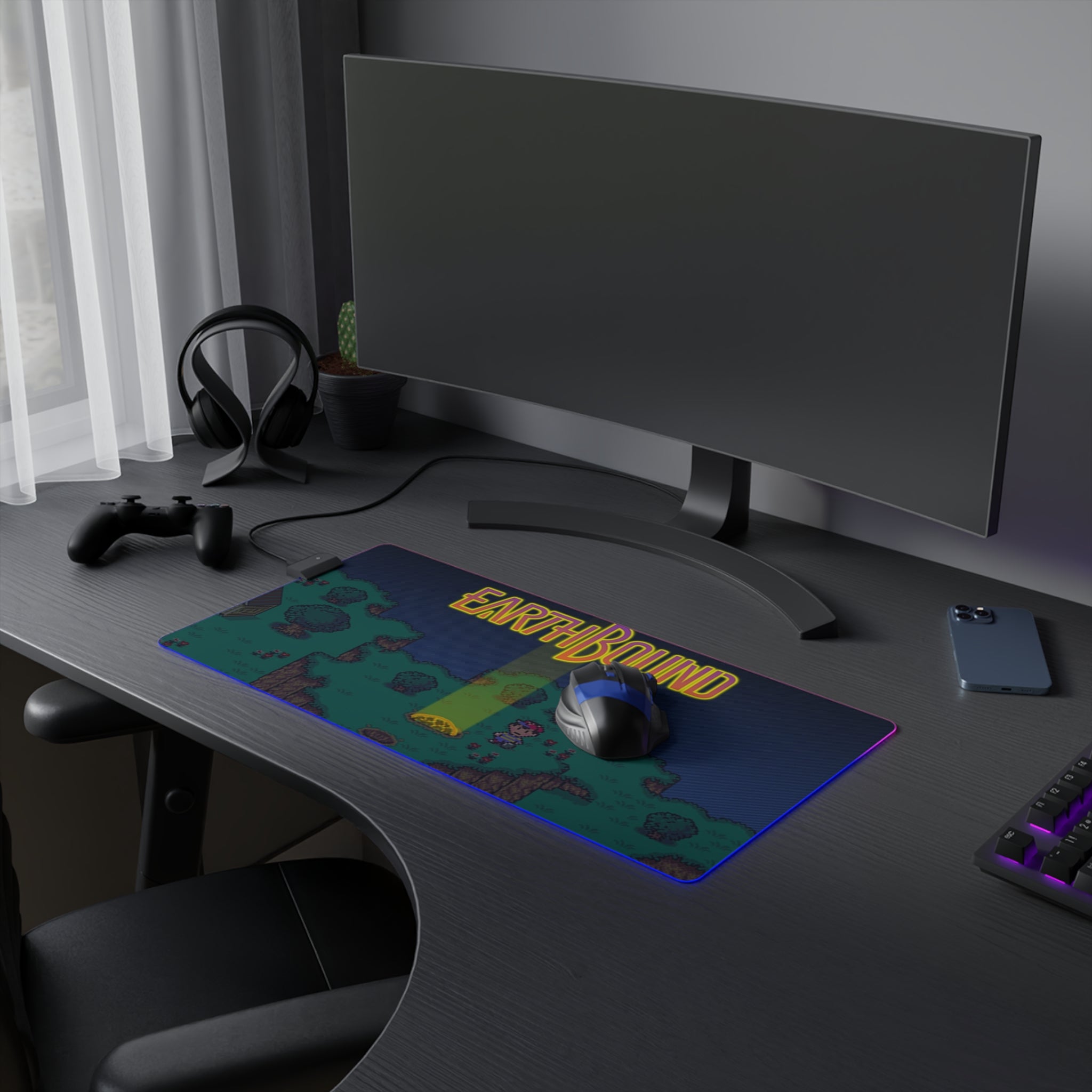 EarthBound LED Gaming Mouse Pad | Retro SNES RPG RGB Desk Mat | RetroPunkDesign - Retro Punk Design 