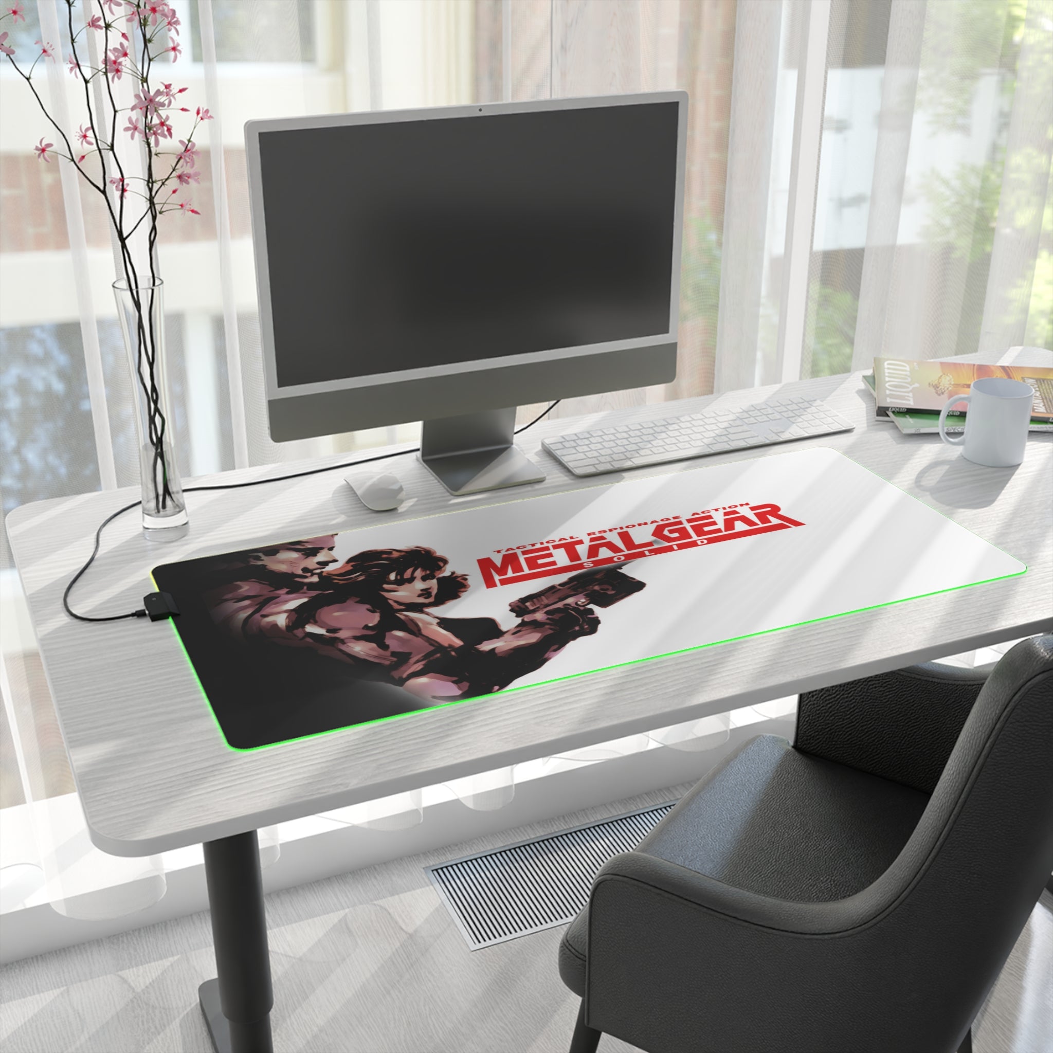 Metal Gear Solid Retro Gaming LED Mouse Mat  RGB Desk Mat  Stealth Game Accessory  RetroPunkDesign - Retro Punk Design 