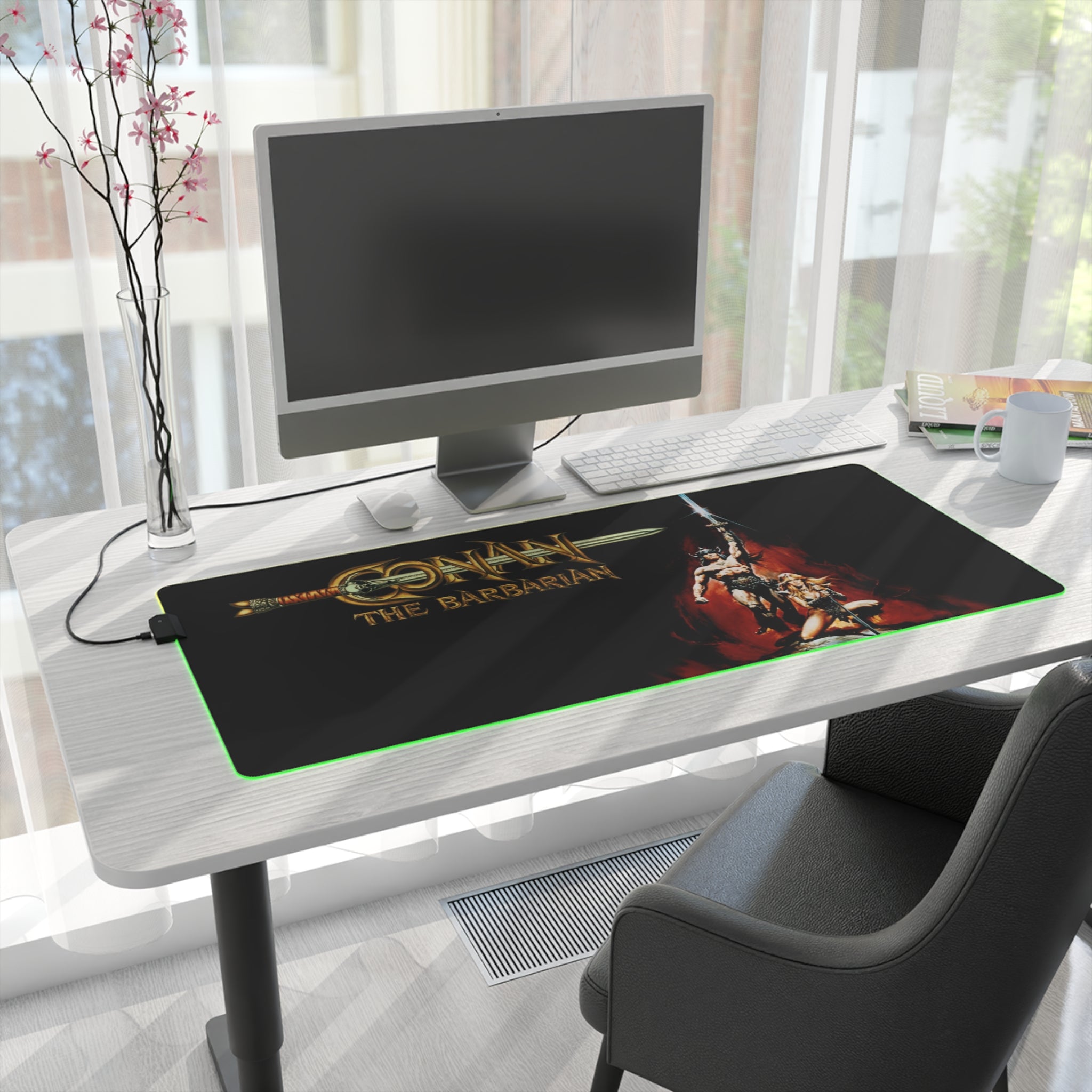 Conan The Barbarian Arnold Schwarzenegger LED Gaming Mouse Mat  RGB Fantasy Desk Pad  RetroPunkDesign - Retro Punk Design 