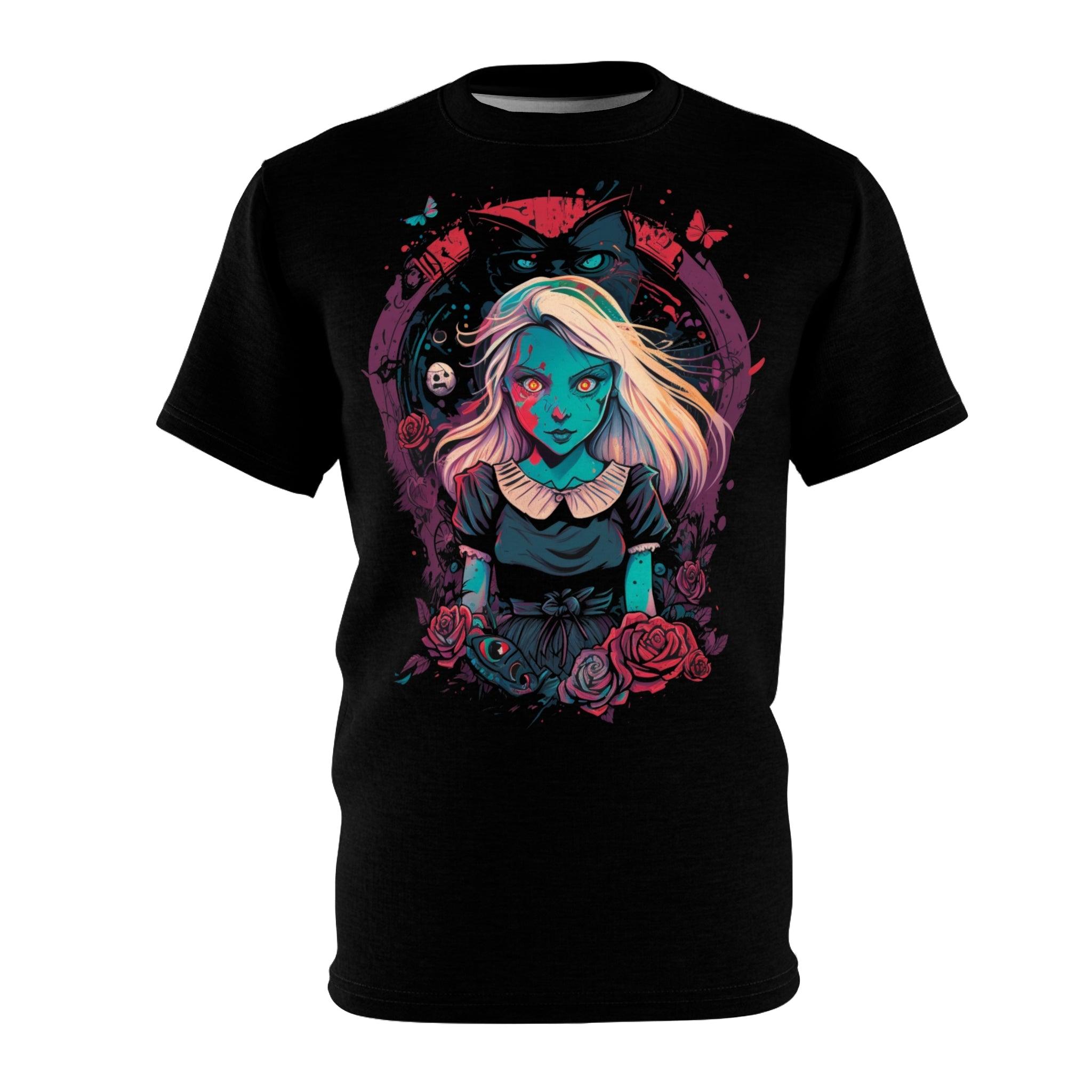 Malice in Wonderland Graphic T-Shirt - Retro Punk Design 
