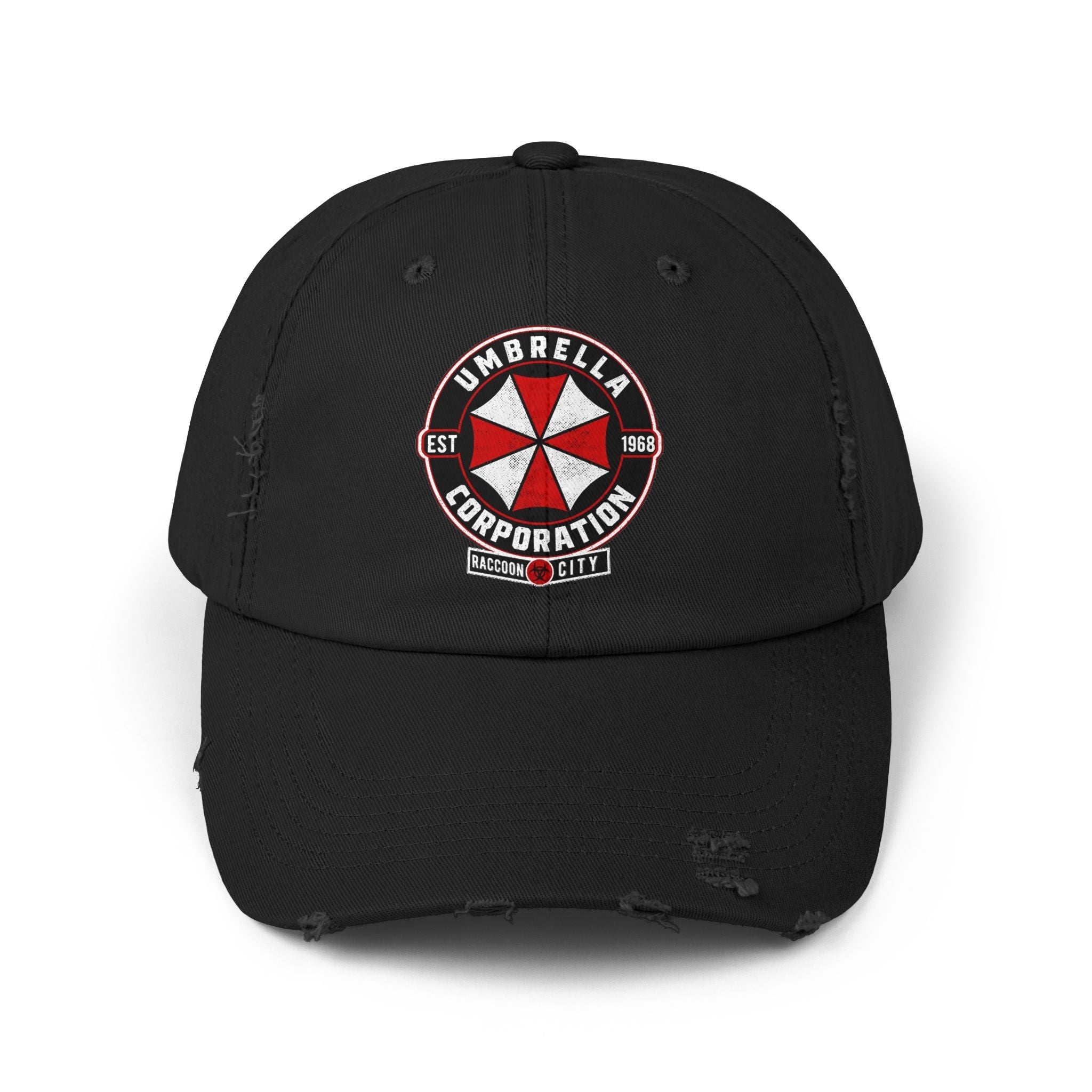 Resident Evil Umbrella Corporation Distressed Cap | Biohazard Horror Hat | RetroPunkDesign - Retro Punk Design 