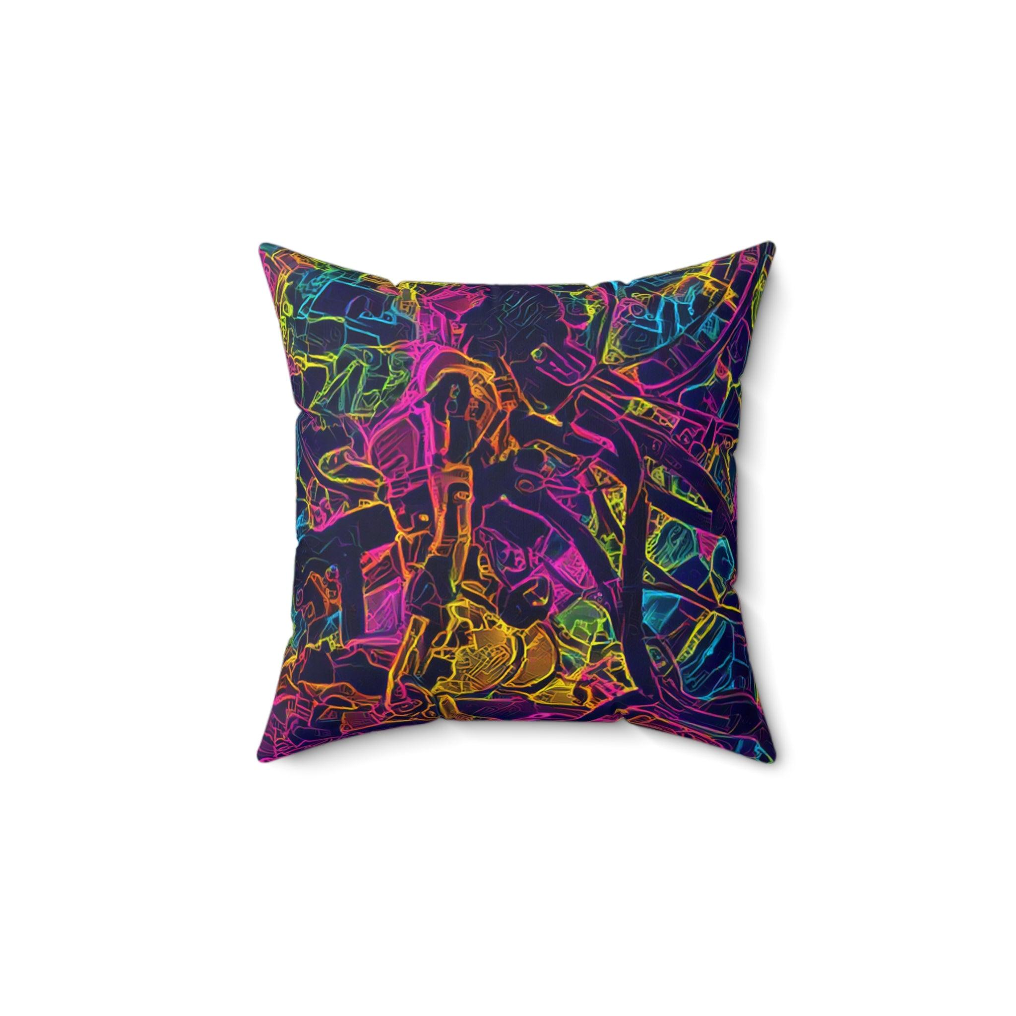 Ghost in the Shell 1995 Anime Manga Cyberpunk Retro Neon Spun Polyester Square Pillow - Retro Punk Design 