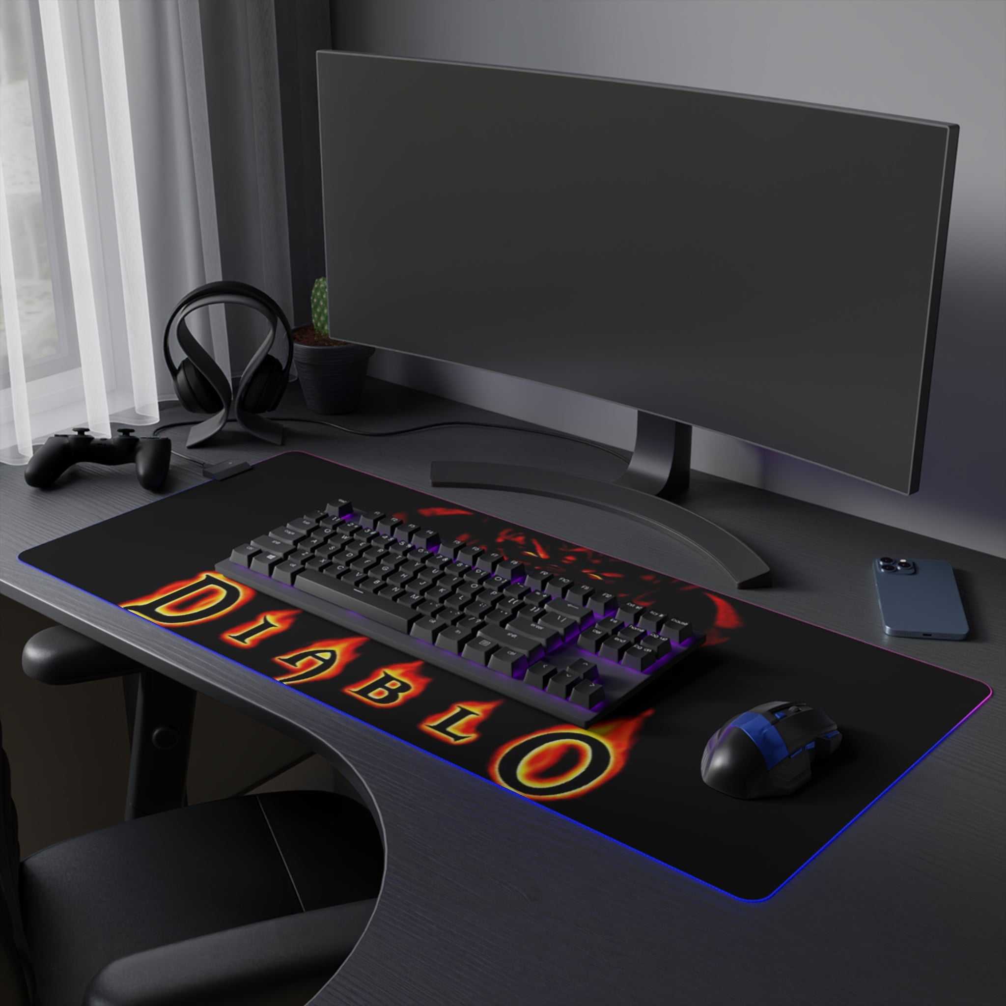 Diablo 1997 Gaming LED Mouse Pad  RGB Retro PC RPG Desk Mat  Classic Blizzard Accessory  RetroPunkDesign - Retro Punk Design 