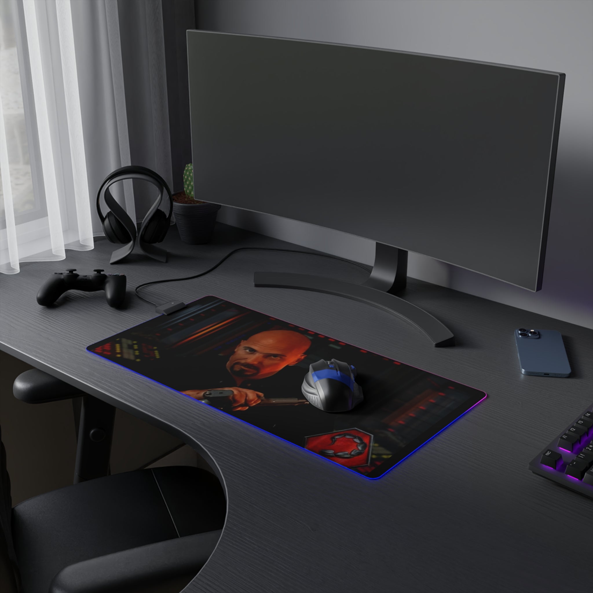 Command & Conquer Brotherhood of Nod Kane LED Gaming Mouse Mat  RGB Desk Pad  Retro RTS Game Accessory | RetroPunkDesign - Retro Punk Design 