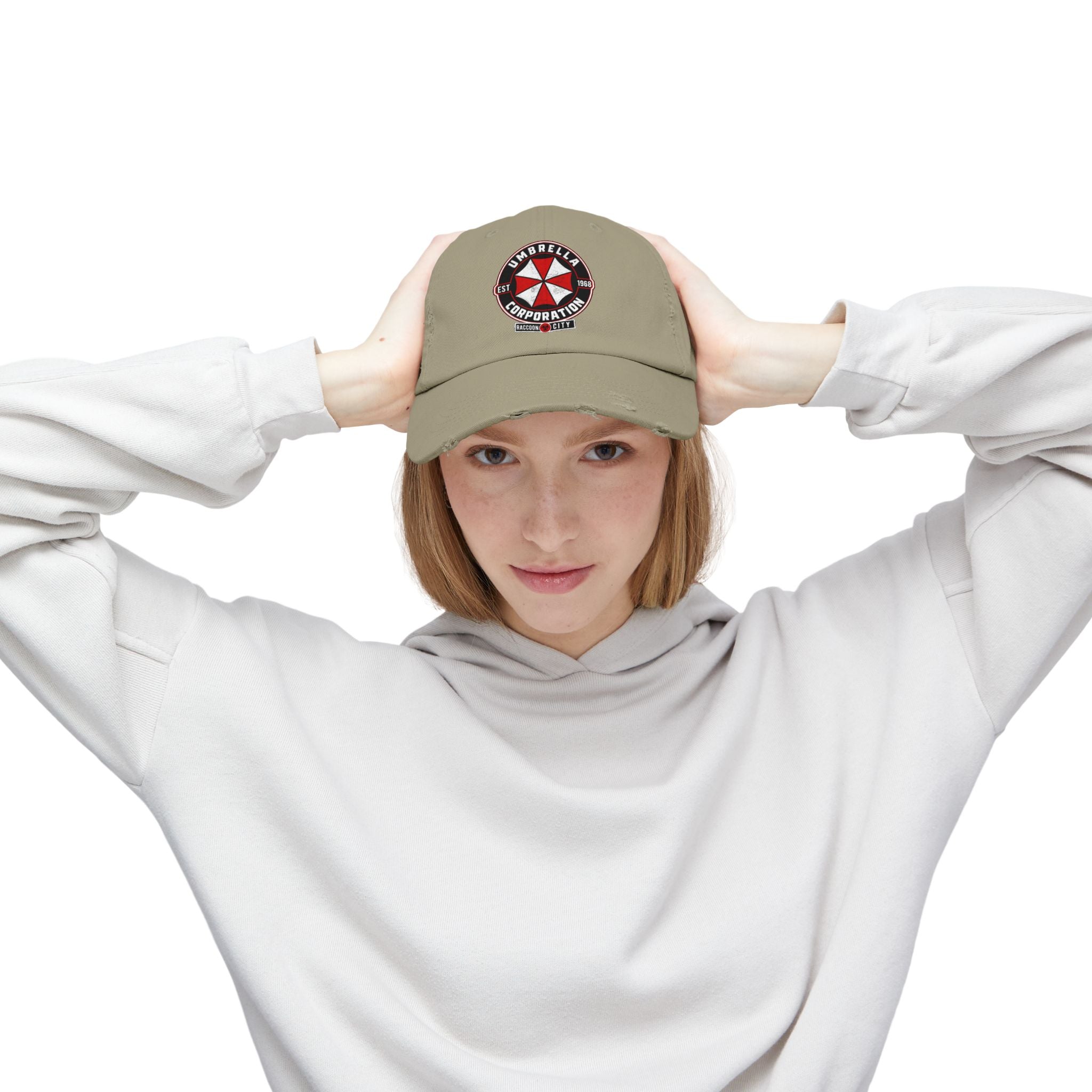 Resident Evil Umbrella Corporation Distressed Cap | Biohazard Horror Hat | RetroPunkDesign - Retro Punk Design 