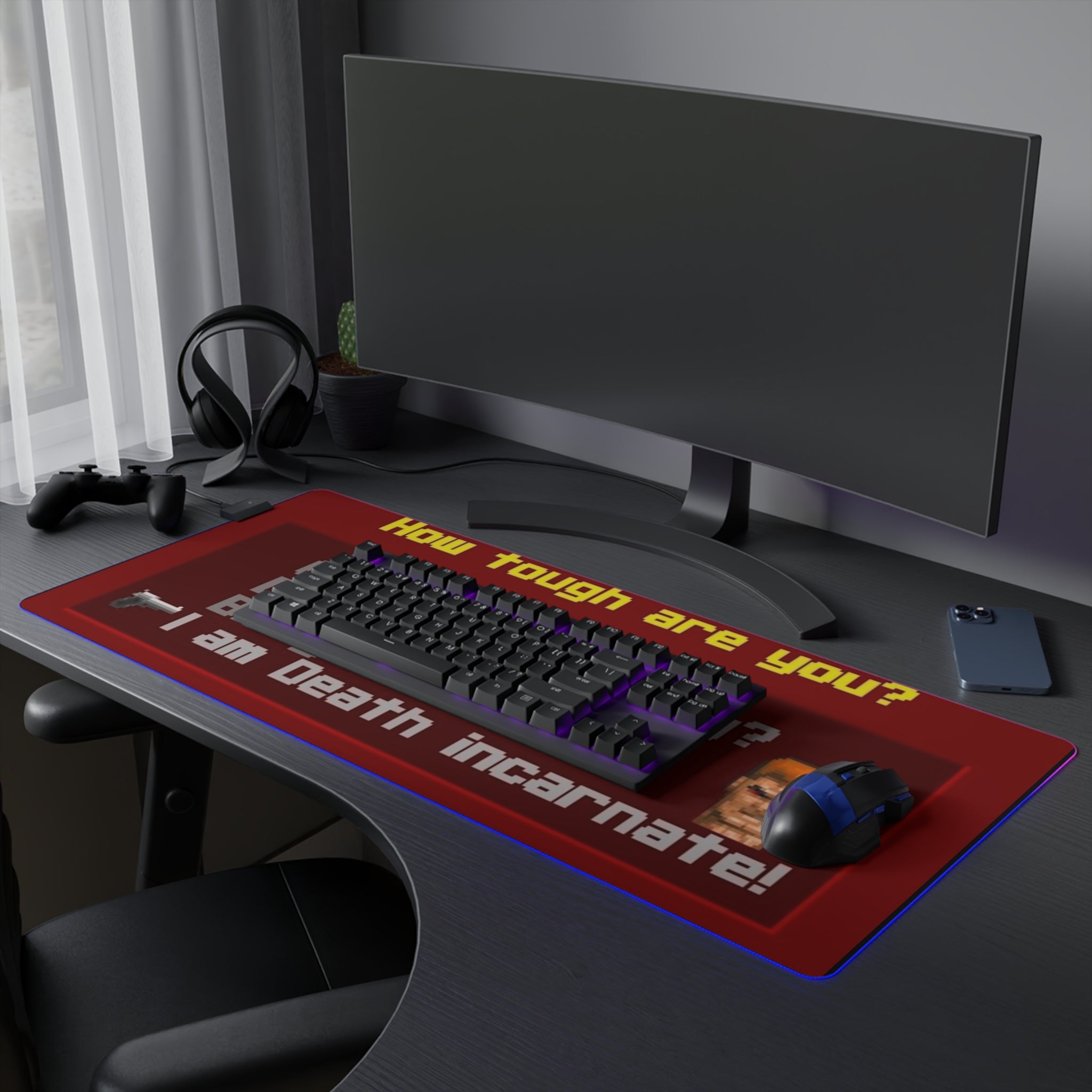 Wolfenstein 3D LED Gaming Mouse MatWolfenstein 3D LED Gaming Mouse Mat  RGB Retro PC Gaming Desk Pad  Classic FPS Accessory RetroPunkDesign - Retro Punk Design 