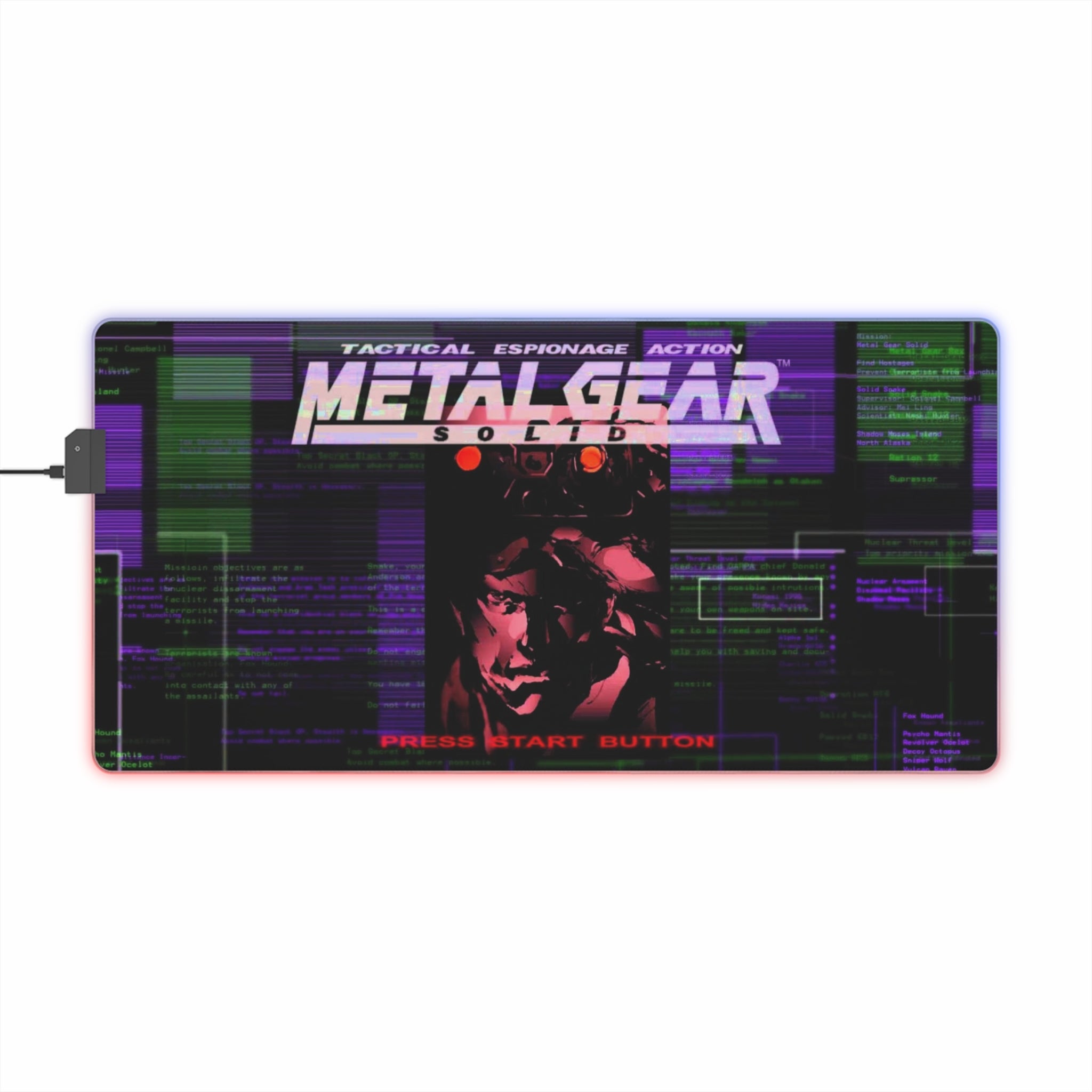 Metal Gear Solid LED Gaming Mouse Pad | Retro Stealth Action RGB Desk Mat | RetroPunkDesign - Retro Punk Design 