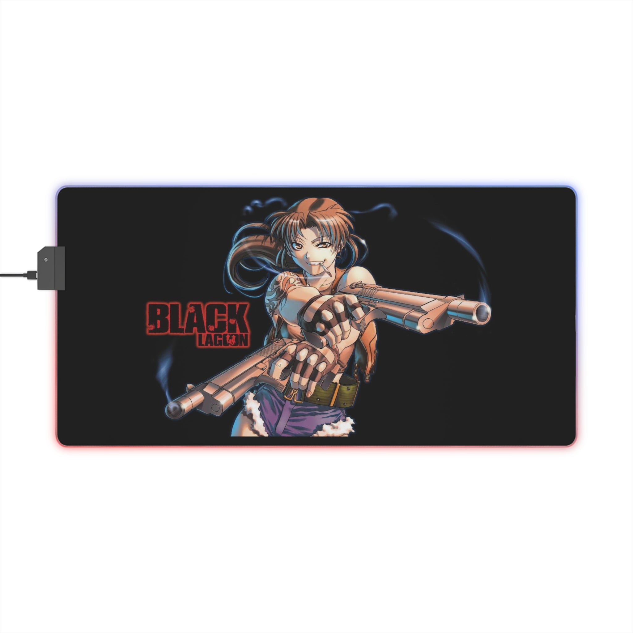 Black Lagoon Revy Gaming LED Mouse Pad  RGB Anime Desk Mat Action Cyberpunk Accessory  RetroPunkDesign - Retro Punk Design 