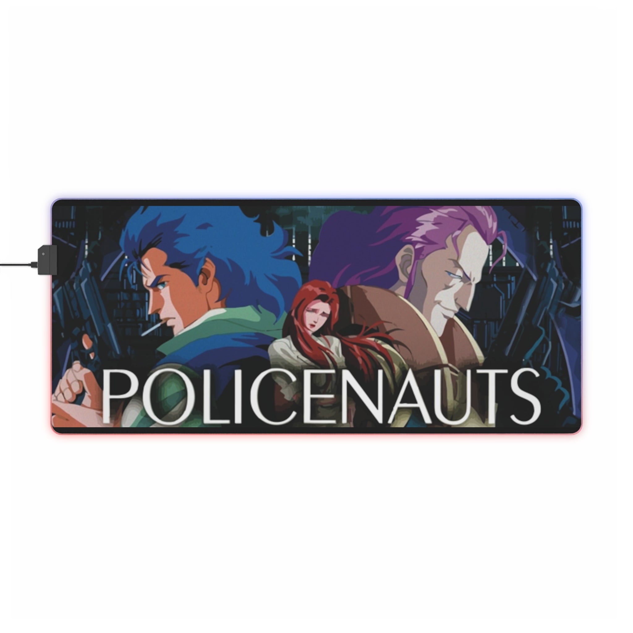 Policenauts LED Gaming Mouse Mat  RGB Desk Mat  Retro Cyberpunk Game Accessory  RetroPunkDesign - Retro Punk Design 