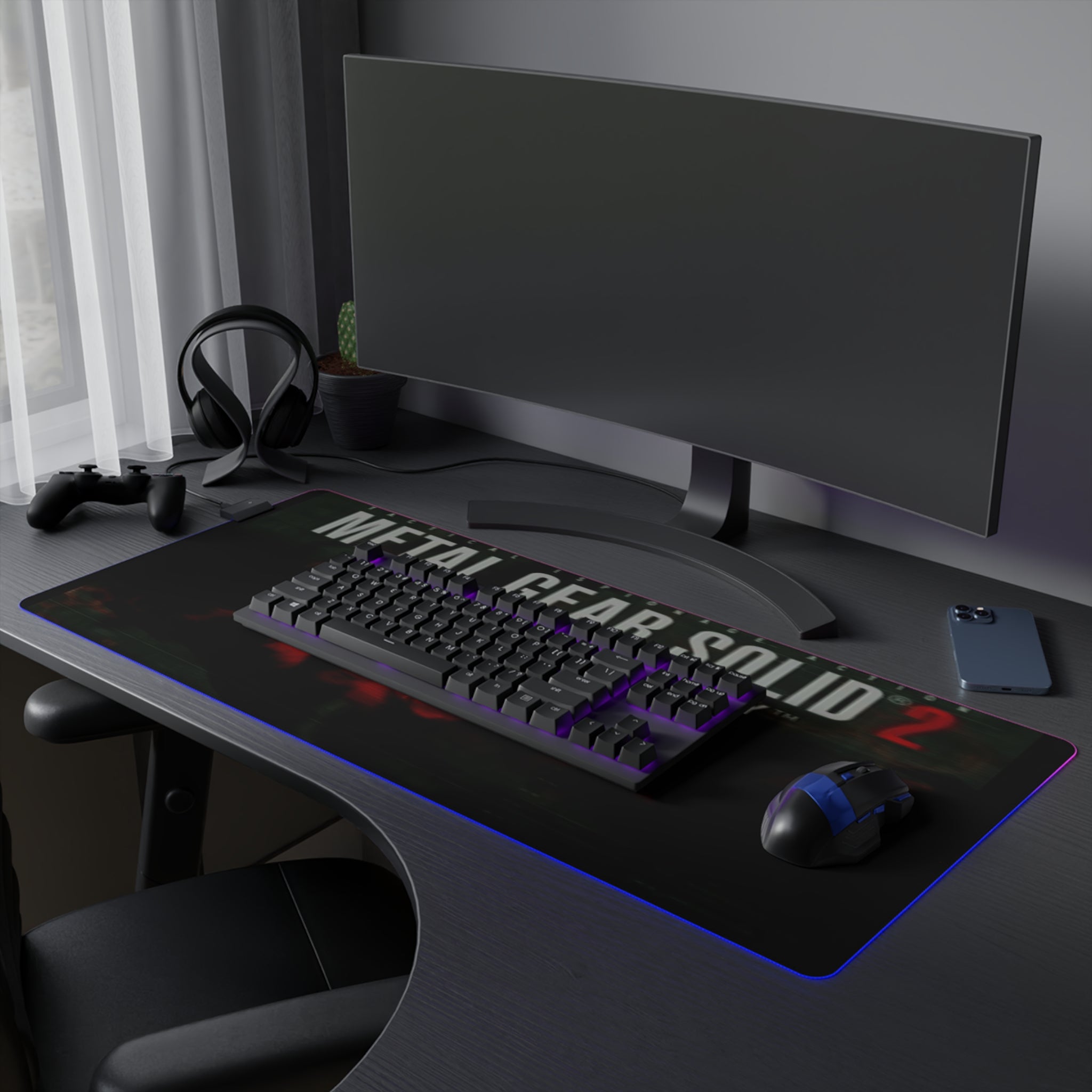 Metal Gear Solid 2 Sons of Liberty Retro Gaming LED Mouse Pad  RGB Desk Mat  Tactical Stealth Game Accessory  RetroPunkDesign - Retro Punk Design 