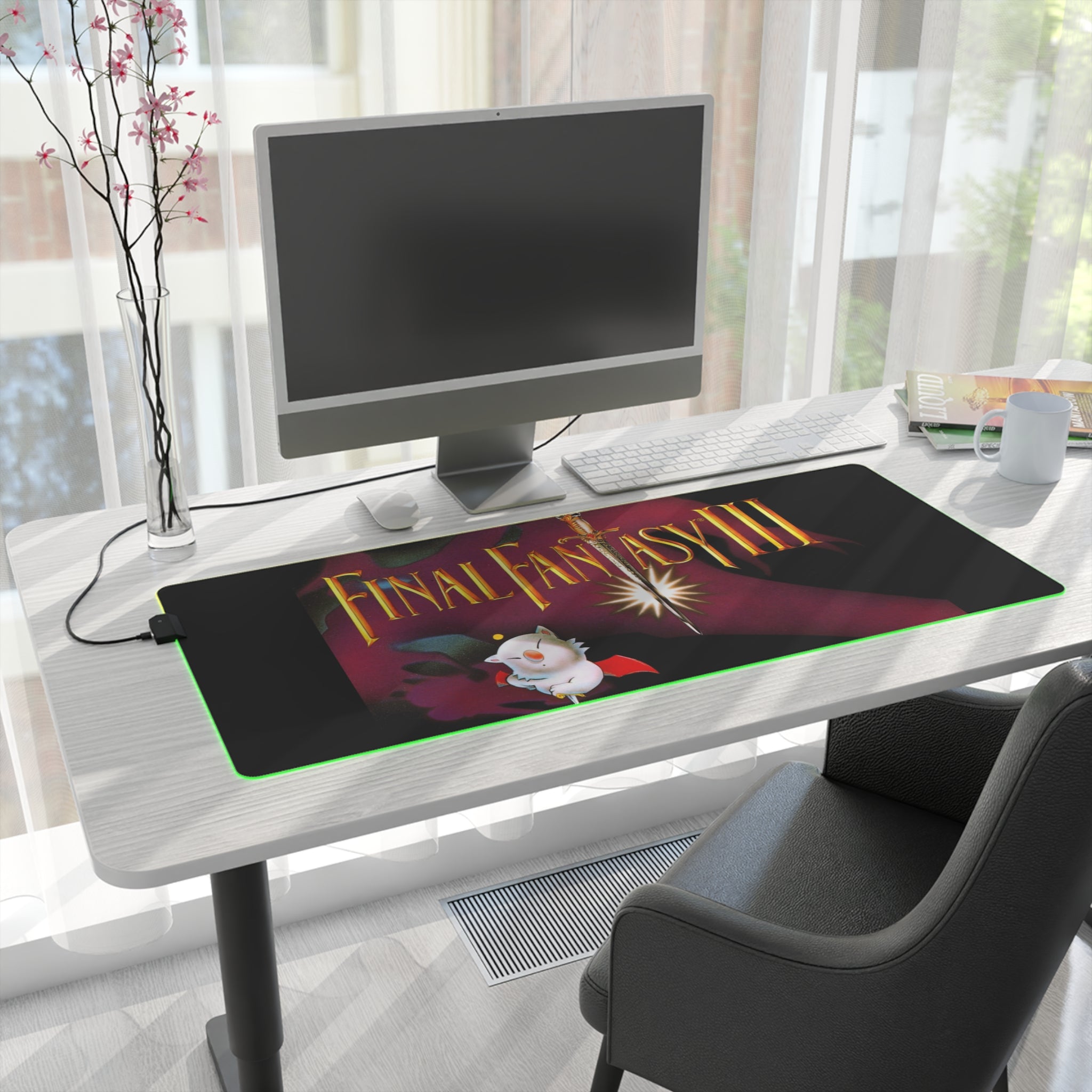 Final Fantasy III LED Gaming Mouse Mat  RGB Retro JRPG Desk Pad  90s SNES Game Accessory  RetroPunkDesign - Retro Punk Design 