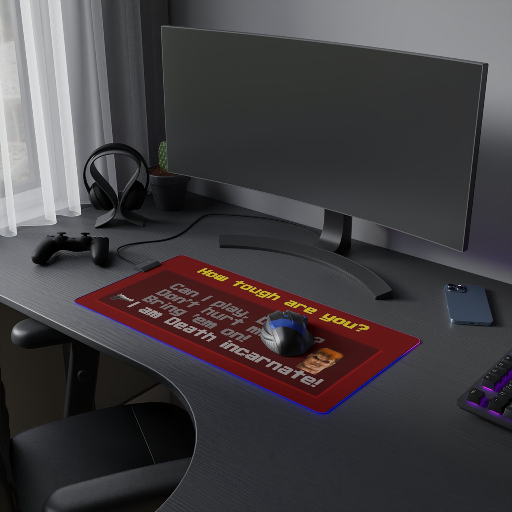 Wolfenstein 3D LED Gaming Mouse MatWolfenstein 3D LED Gaming Mouse Mat  RGB Retro PC Gaming Desk Pad  Classic FPS Accessory RetroPunkDesign - Retro Punk Design 