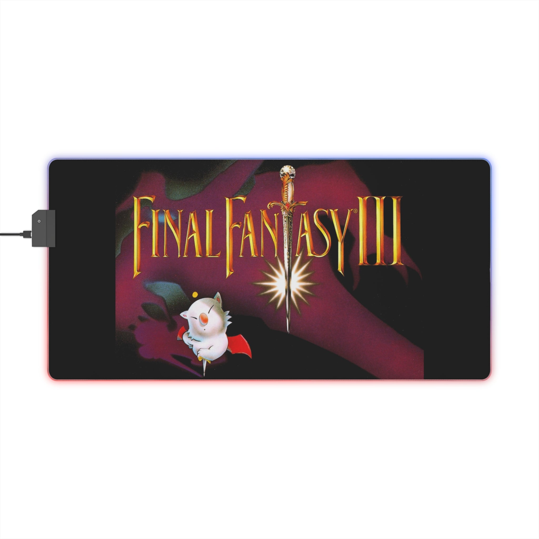 Final Fantasy III LED Gaming Mouse Mat  RGB Retro JRPG Desk Pad  90s SNES Game Accessory  RetroPunkDesign - Retro Punk Design 