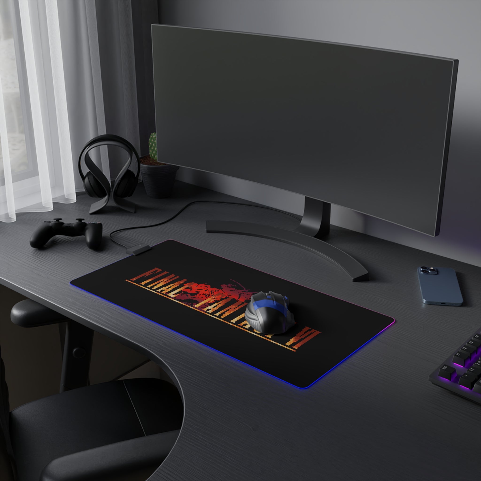 Final Fantasy VI LED Gaming Mouse Pad RGB Desk Mat - Retro Punk Design 