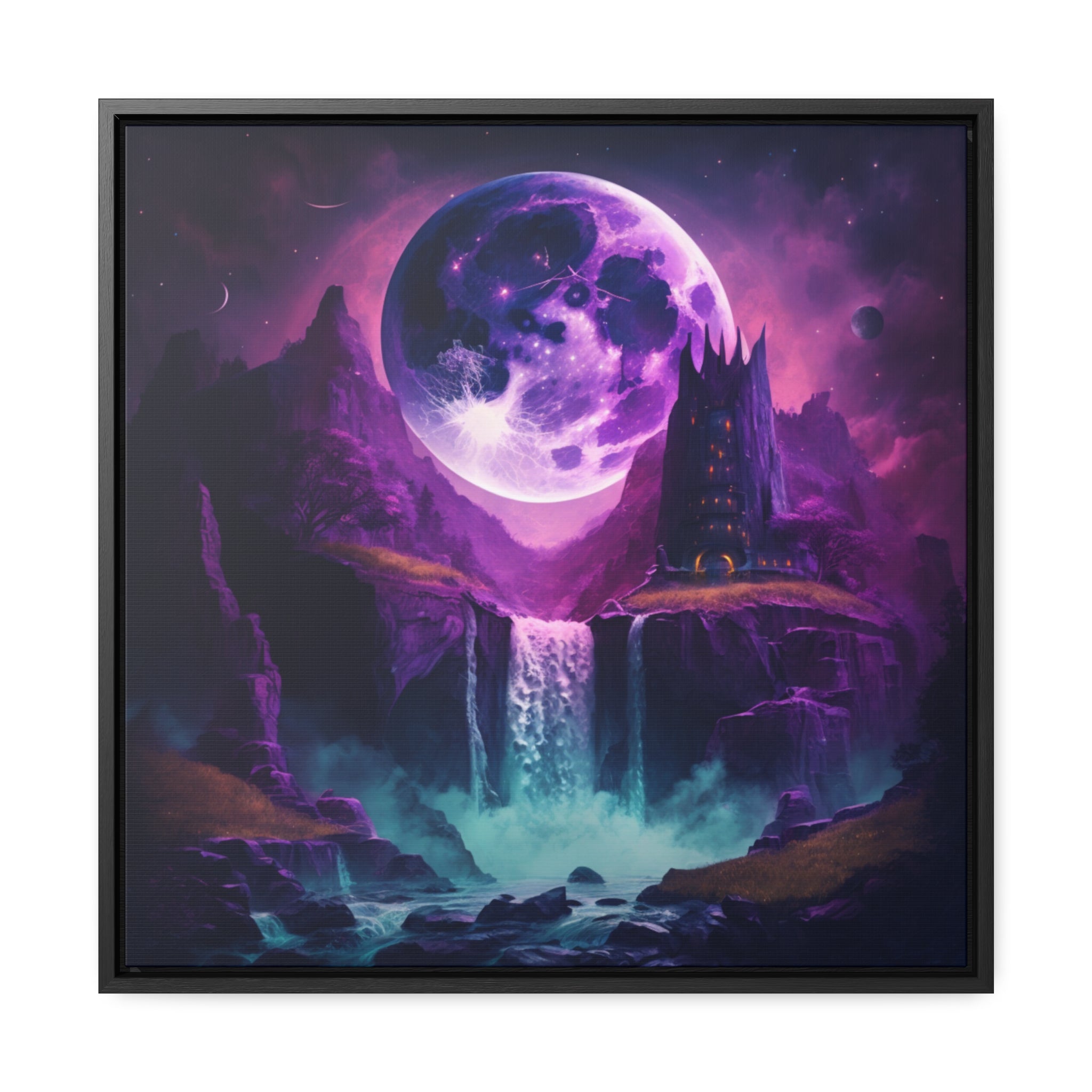 Purple Moon Fantasy Castle Canvas Art Print | 100% Cotton Canvas | Dreamscape Wall Decor | RetroPunkDesign