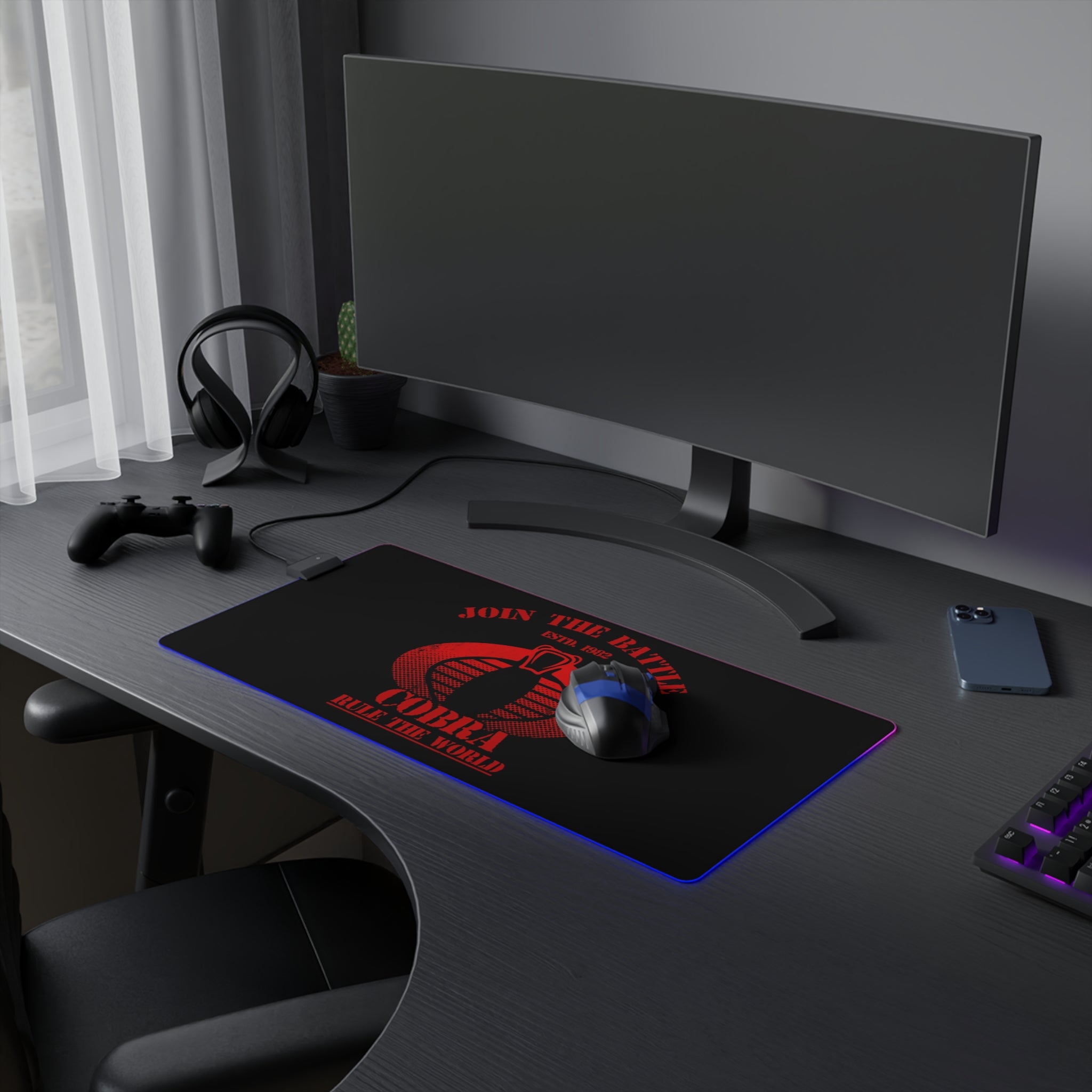 Cobra G.I. Joe LED Gaming Mouse Pad  RGB 80s Action Desk Mat  Retro Military Gaming Gear  RetroPunkDesign - Retro Punk Design 