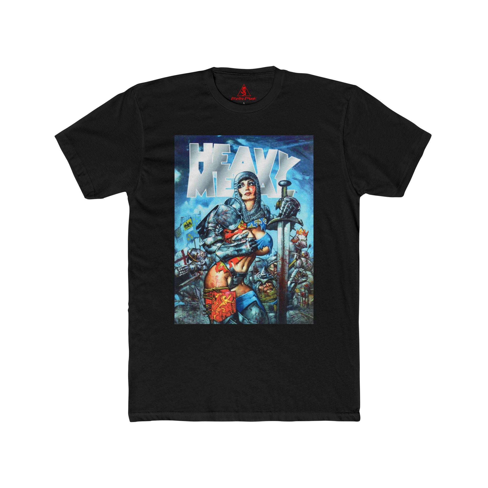 Heavy Metal Knight Babe Fantasy Art Graphic Tee Retro Warrior Comic Shirt