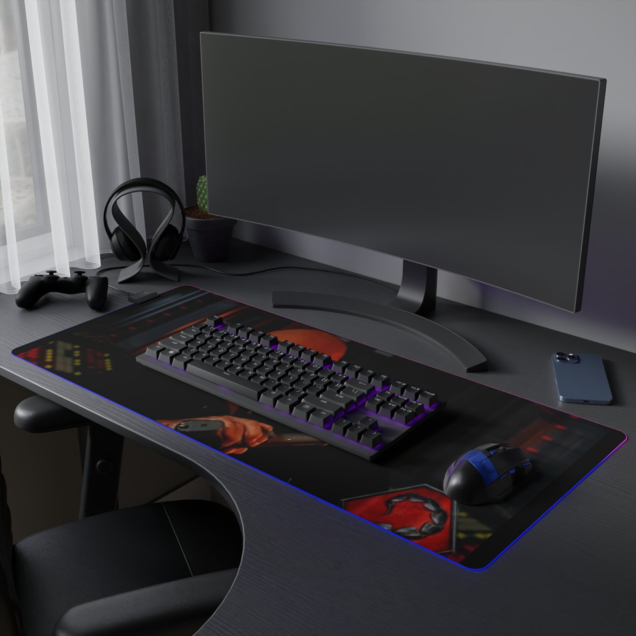 Command & Conquer Brotherhood of Nod Kane LED Gaming Mouse Mat  RGB Desk Pad  Retro RTS Game Accessory | RetroPunkDesign - Retro Punk Design 