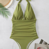 Halter Neck One-Piece Swimwear