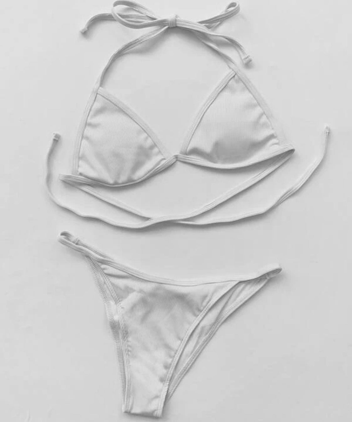 Halter Neck Bikini and Cover Up Four-Piece Swim Set - Retro Punk Design 