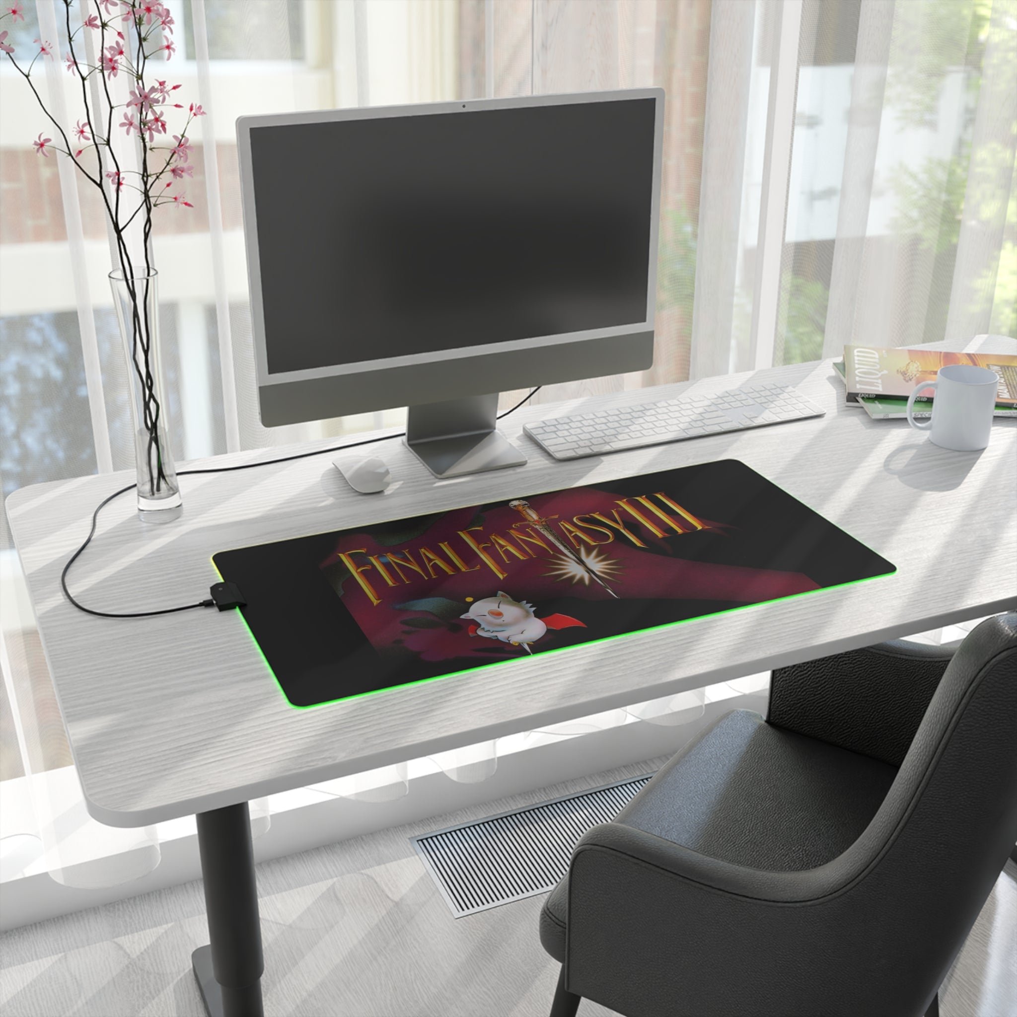 Final Fantasy III LED Gaming Mouse Mat  RGB Retro JRPG Desk Pad  90s SNES Game Accessory  RetroPunkDesign - Retro Punk Design 