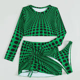 Polka Dot Long Sleeve Three-Piece Swim Set