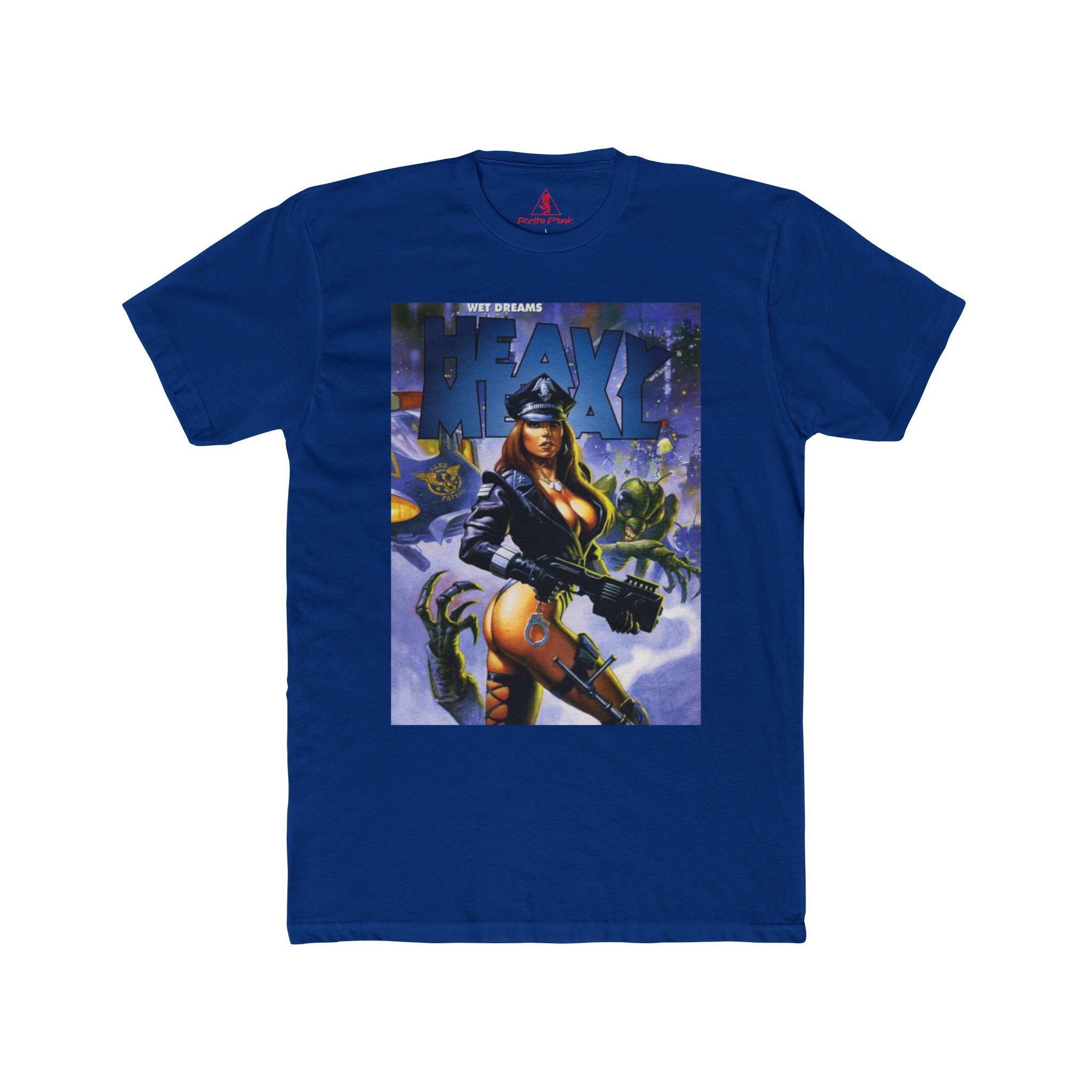 Heavy Metal Police Babe Graphic T-Shirt  80s Sci-Fi Fantasy Magazine Art Tee  RetroPunkDesign