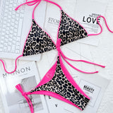 Leopard Print Halter Neck Tie Side Bikini Set