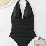 Halter Neck One-Piece Swimwear