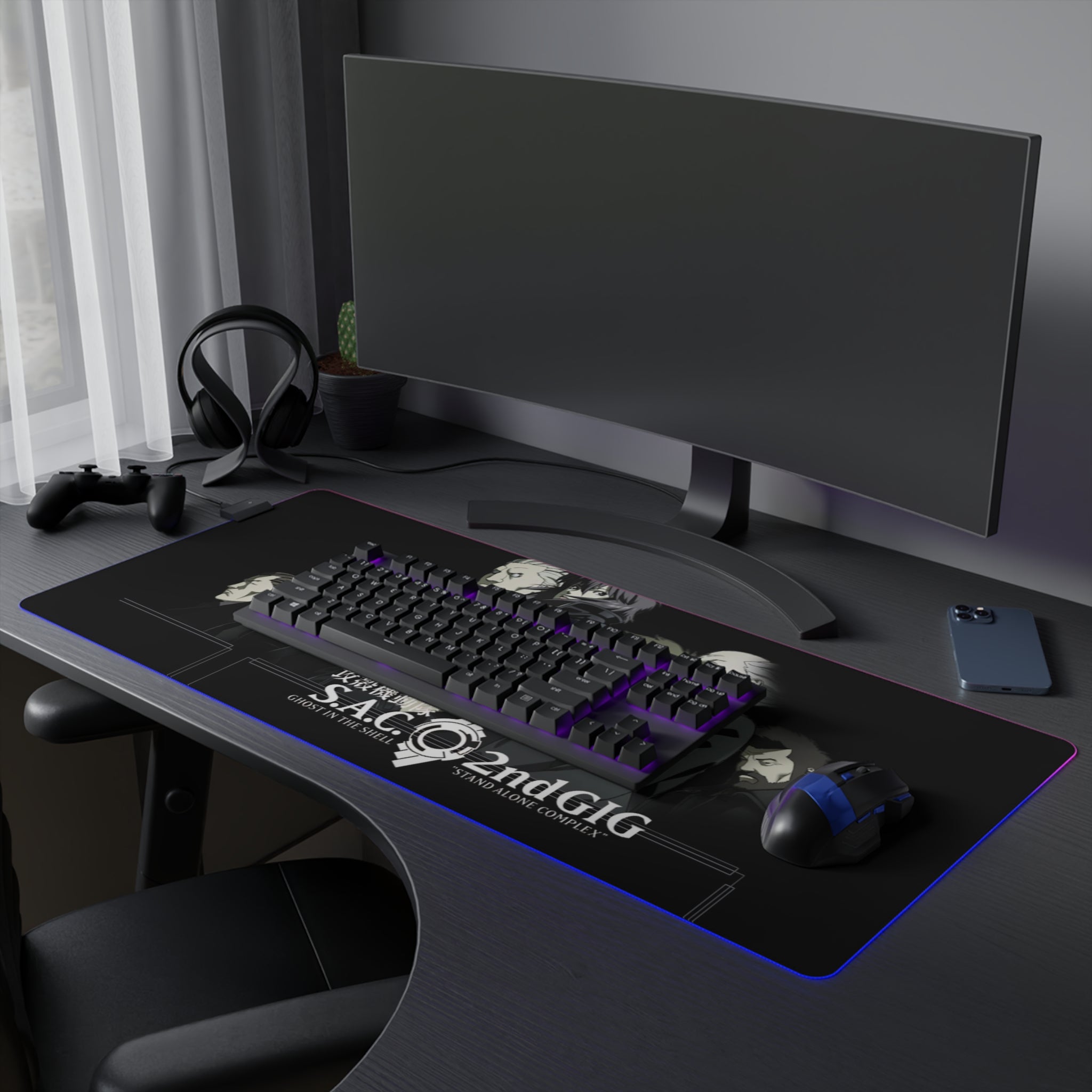 Ghost in the Shell Stand Alone Complex 2nd Gig LED Mouse Pad RGB Cyberpunk Anime Desk Mat  RetroPunkDesign - Retro Punk Design 