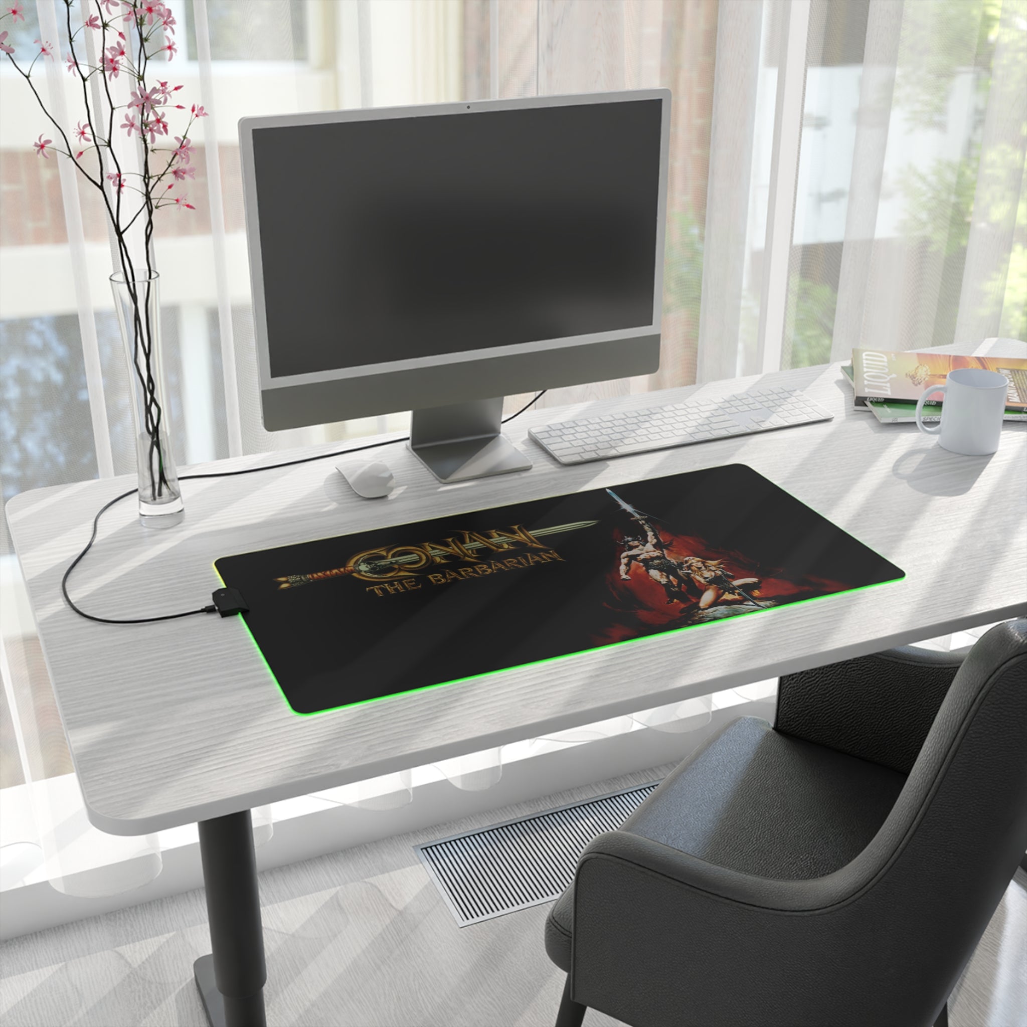Conan The Barbarian Arnold Schwarzenegger LED Gaming Mouse Mat  RGB Fantasy Desk Pad  RetroPunkDesign - Retro Punk Design 