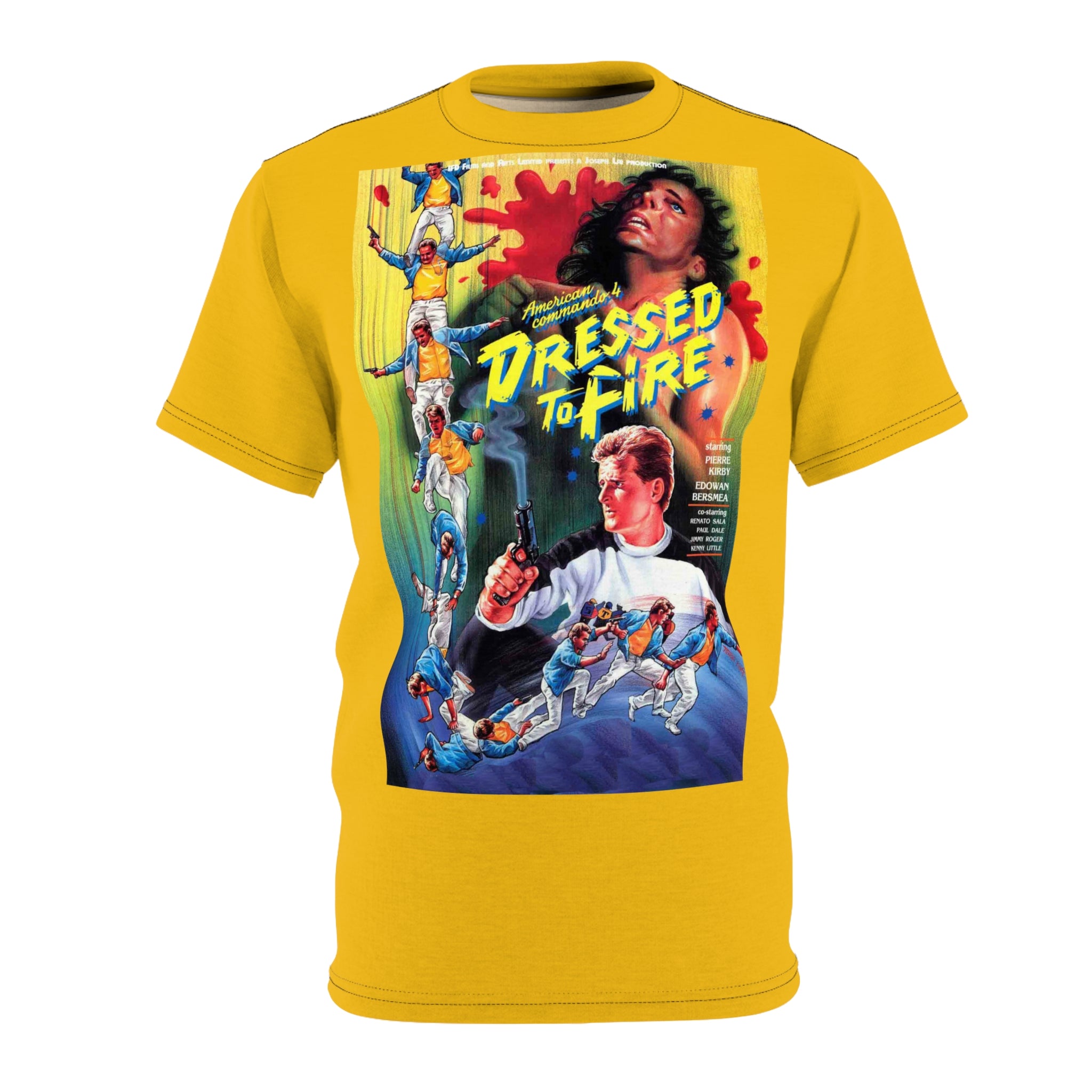 RetroPunkDesign Pierre Kirby Dressed to Fire Graphic T-Shirt Cult Action Movie Tee - Retro Punk Design 