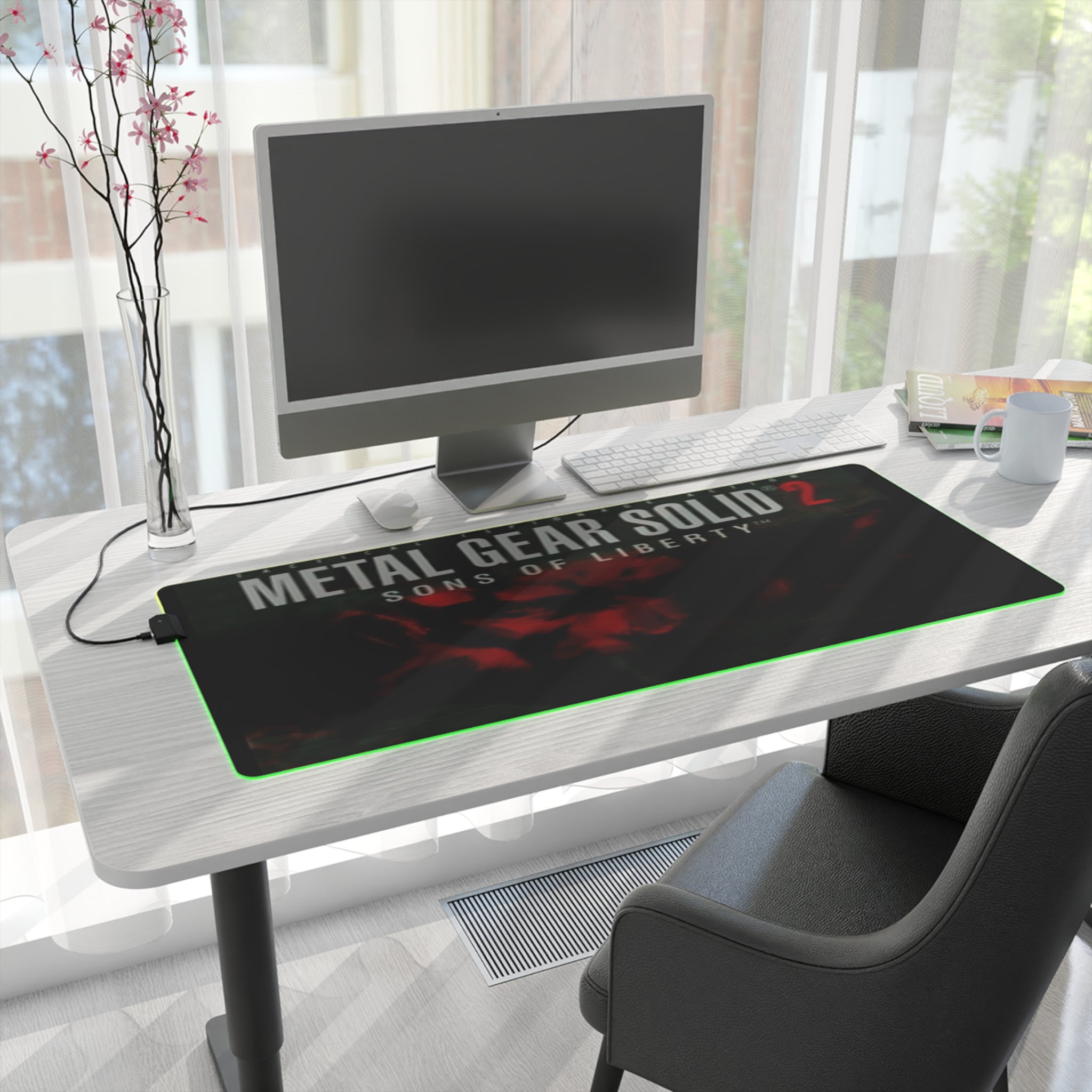 Metal Gear Solid 2 Sons of Liberty Retro Gaming LED Mouse Pad  RGB Desk Mat  Tactical Stealth Game Accessory  RetroPunkDesign - Retro Punk Design 