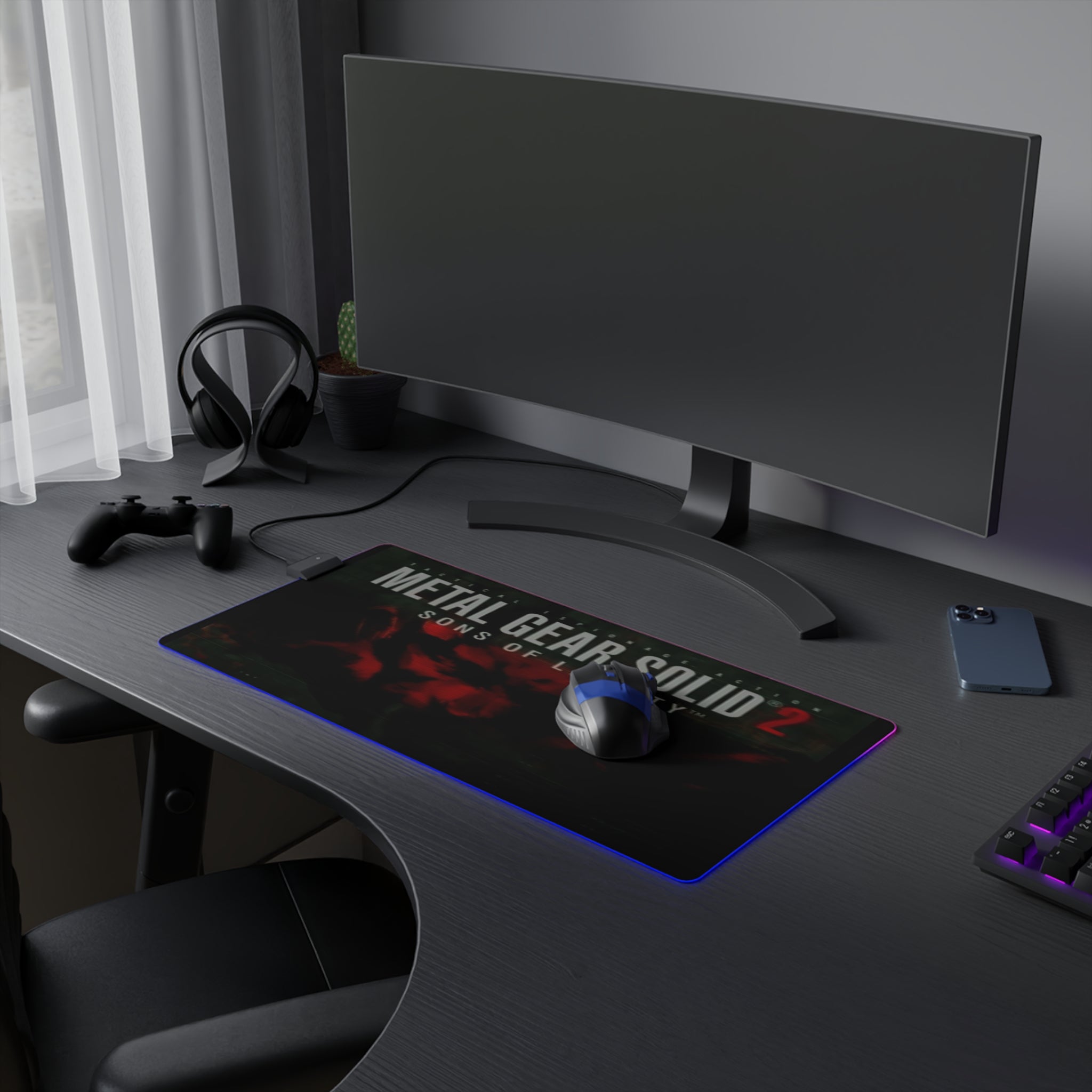 Metal Gear Solid 2 Sons of Liberty Retro Gaming LED Mouse Pad  RGB Desk Mat  Tactical Stealth Game Accessory  RetroPunkDesign - Retro Punk Design 