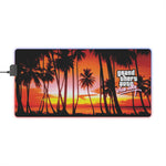 Grand Theft Auto Vice City LED Gaming Mouse Mat  RGB Desk Pad  80s Neon Palm Game Accessory  RetroPunkDesign - Retro Punk Design 