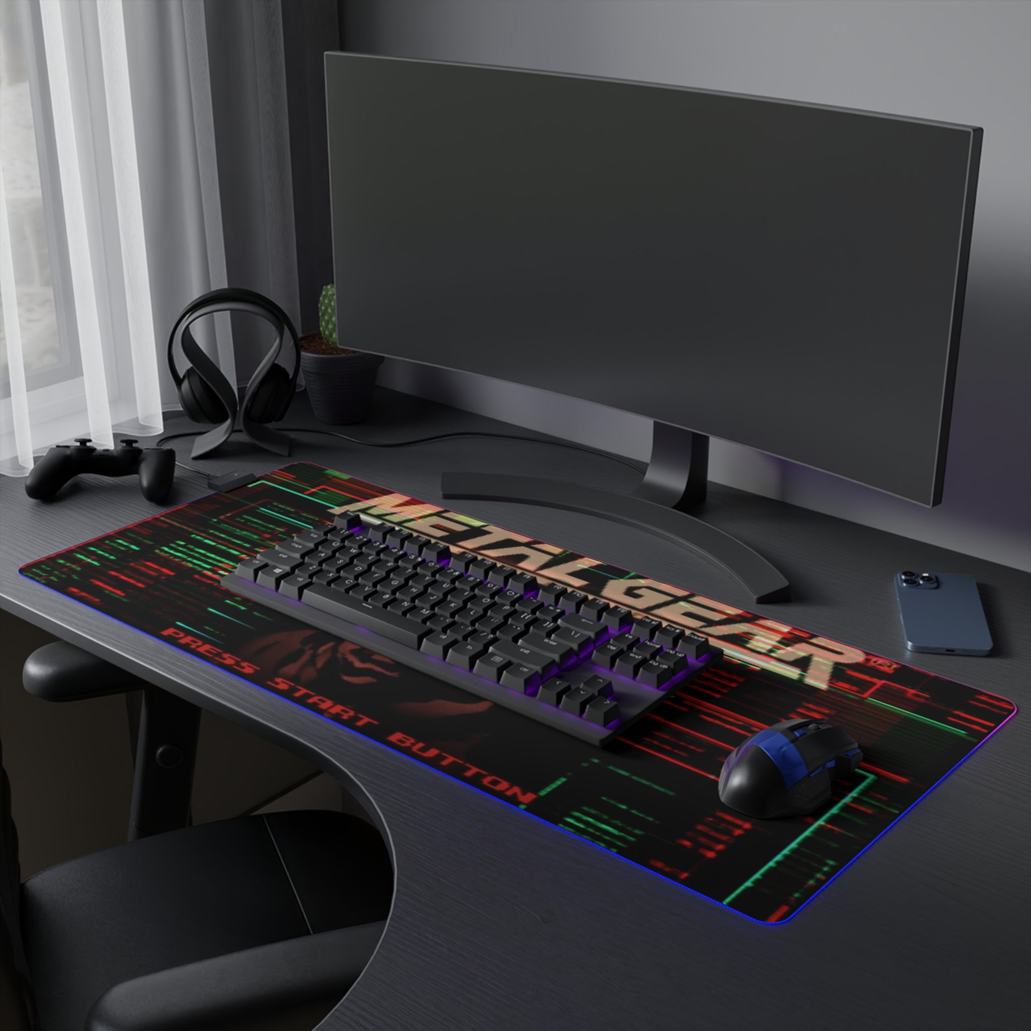Metal Gear Solid Gaming LED Mouse Pad Metal Gear Solid Gaming LED Mouse Pad RGB Desk Mat  Stealth Game Accessory  RetroPunkDesign - Retro Punk Design 