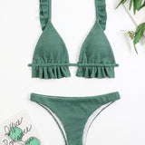 Ruffled Textured Wide Strap Two-Piece Bikini Set