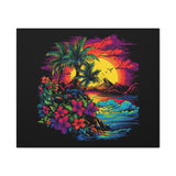 Tropical Island Sunset Canvas Art Print | Retro Wave Wall Art | 100% Cotton Canvas